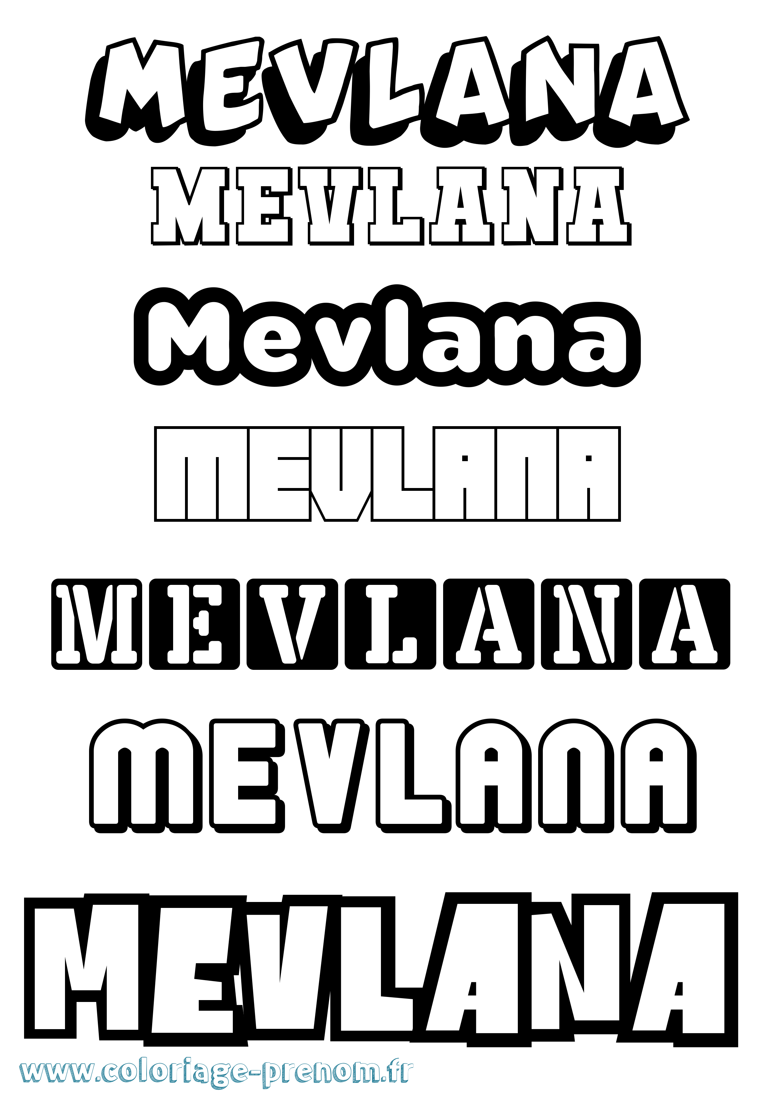 Coloriage prénom Mevlana Simple