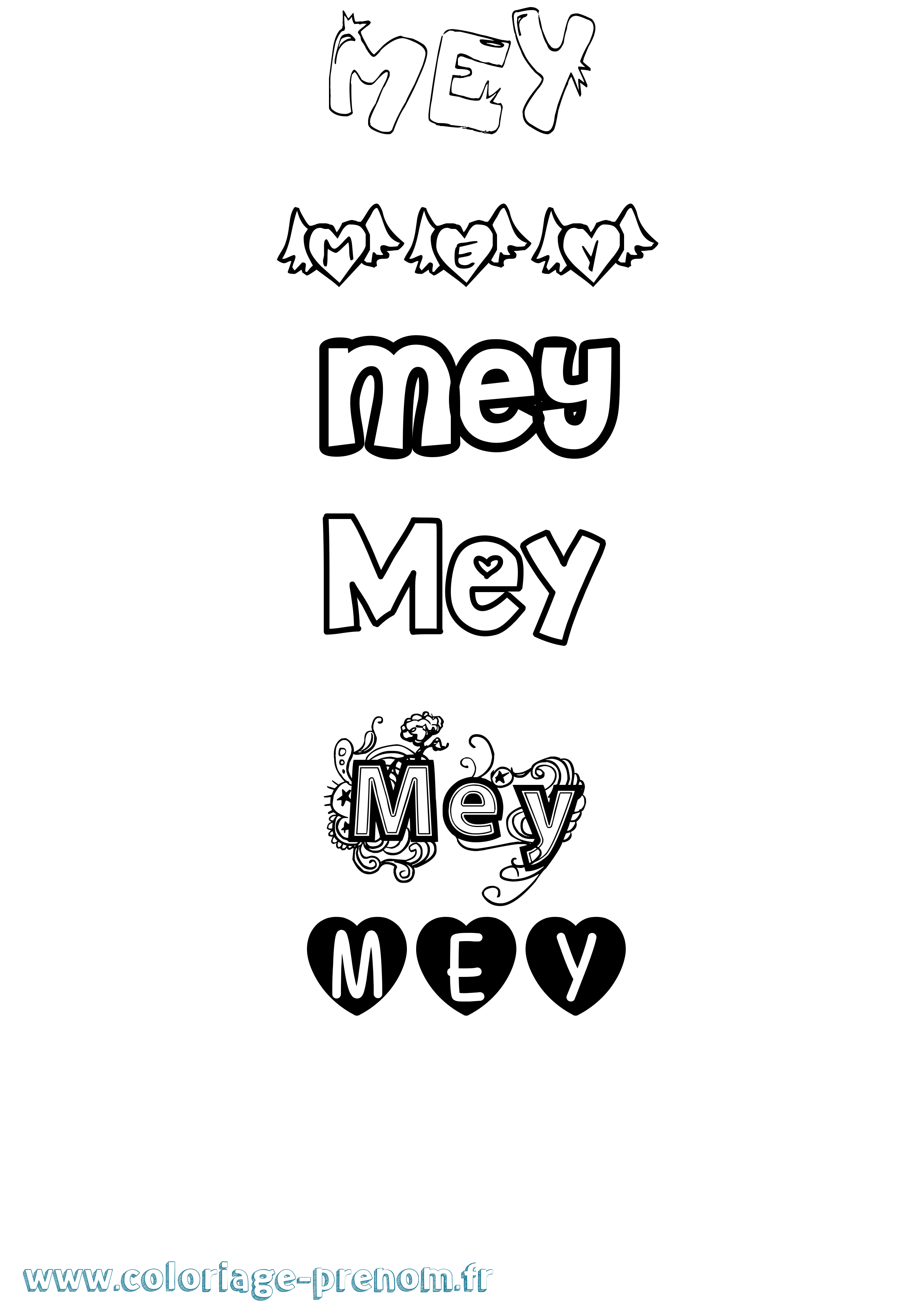 Coloriage prénom Mey Girly