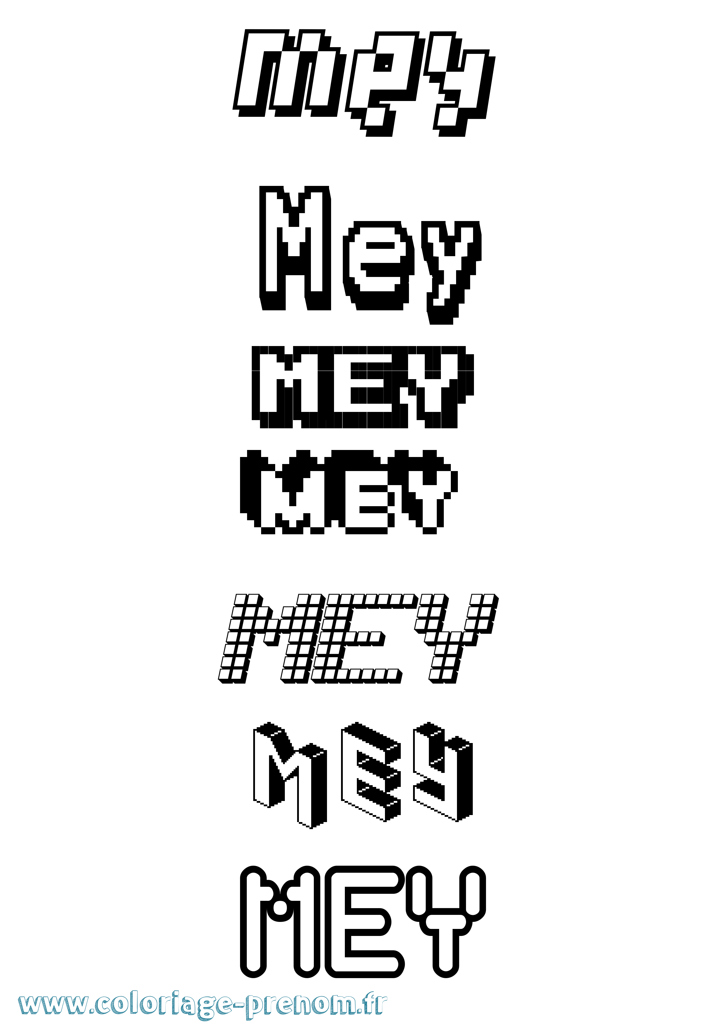 Coloriage prénom Mey Pixel