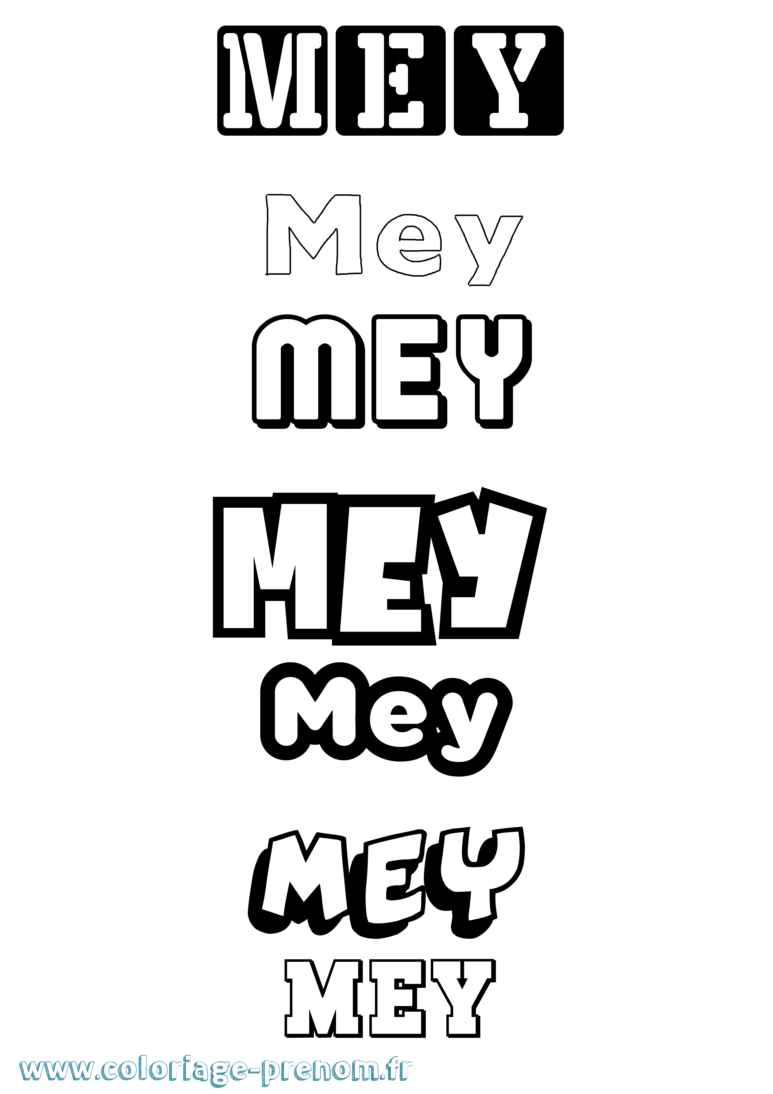 Coloriage prénom Mey Simple