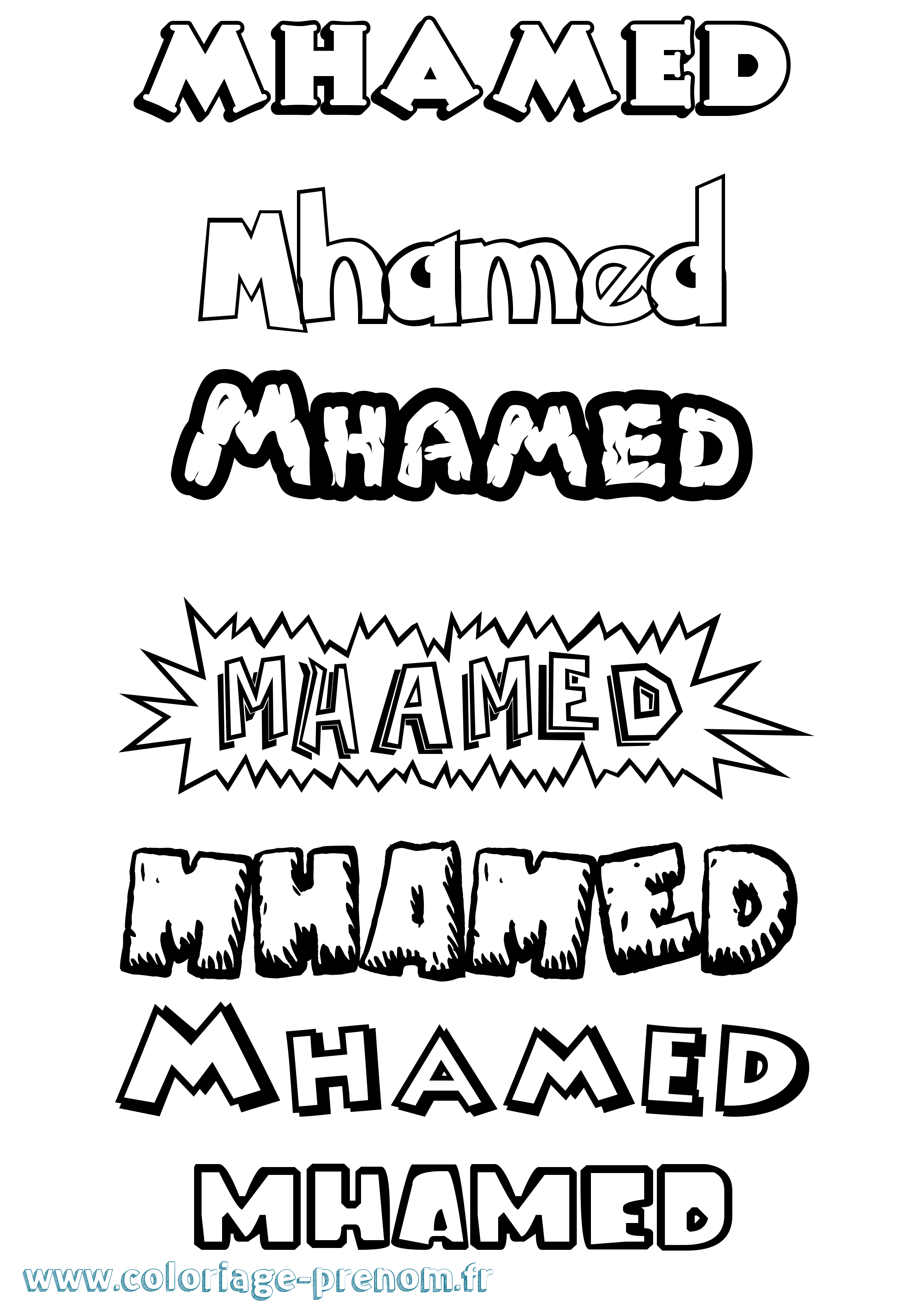 Coloriage prénom Mhamed Dessin Animé