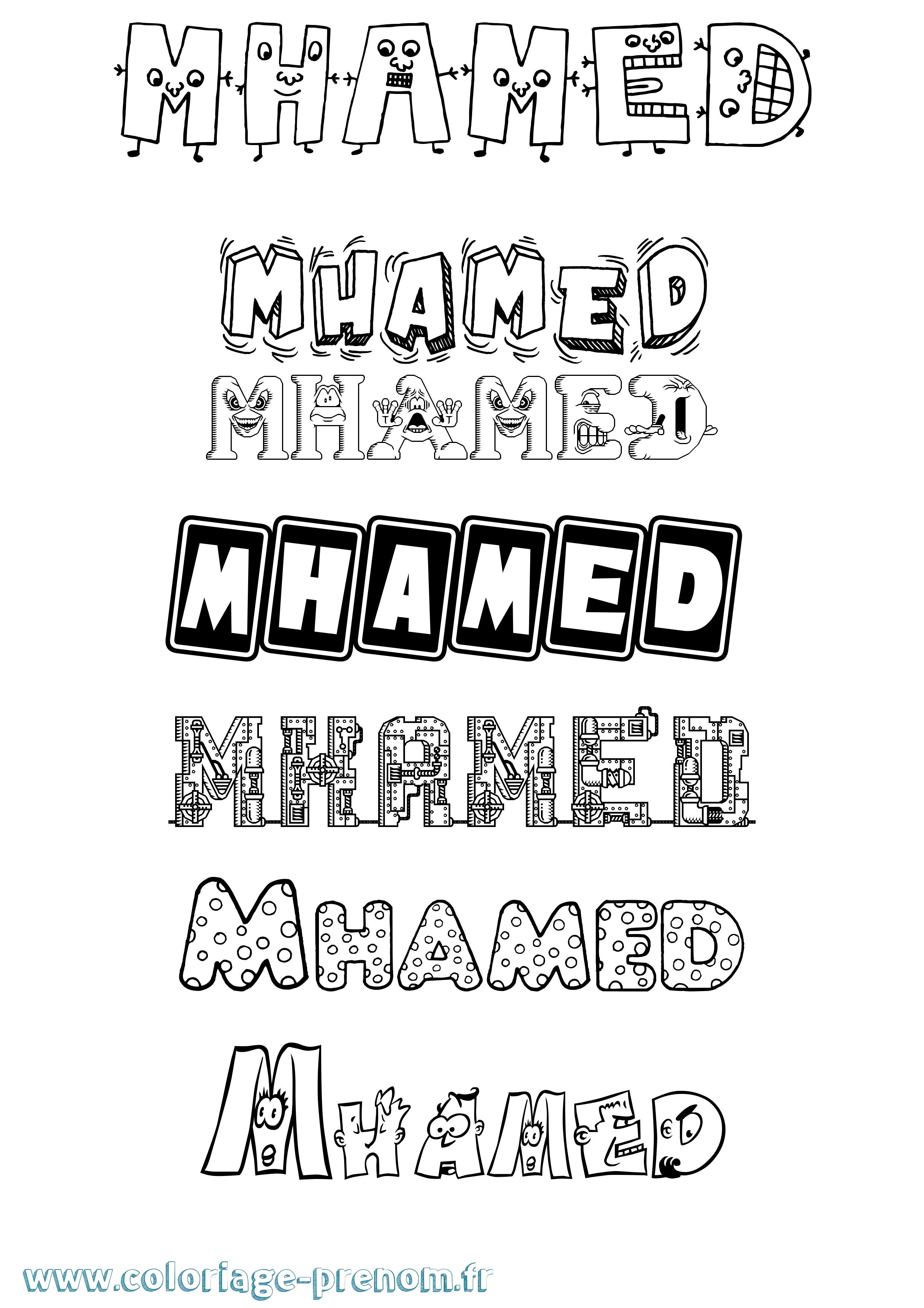 Coloriage prénom Mhamed Fun