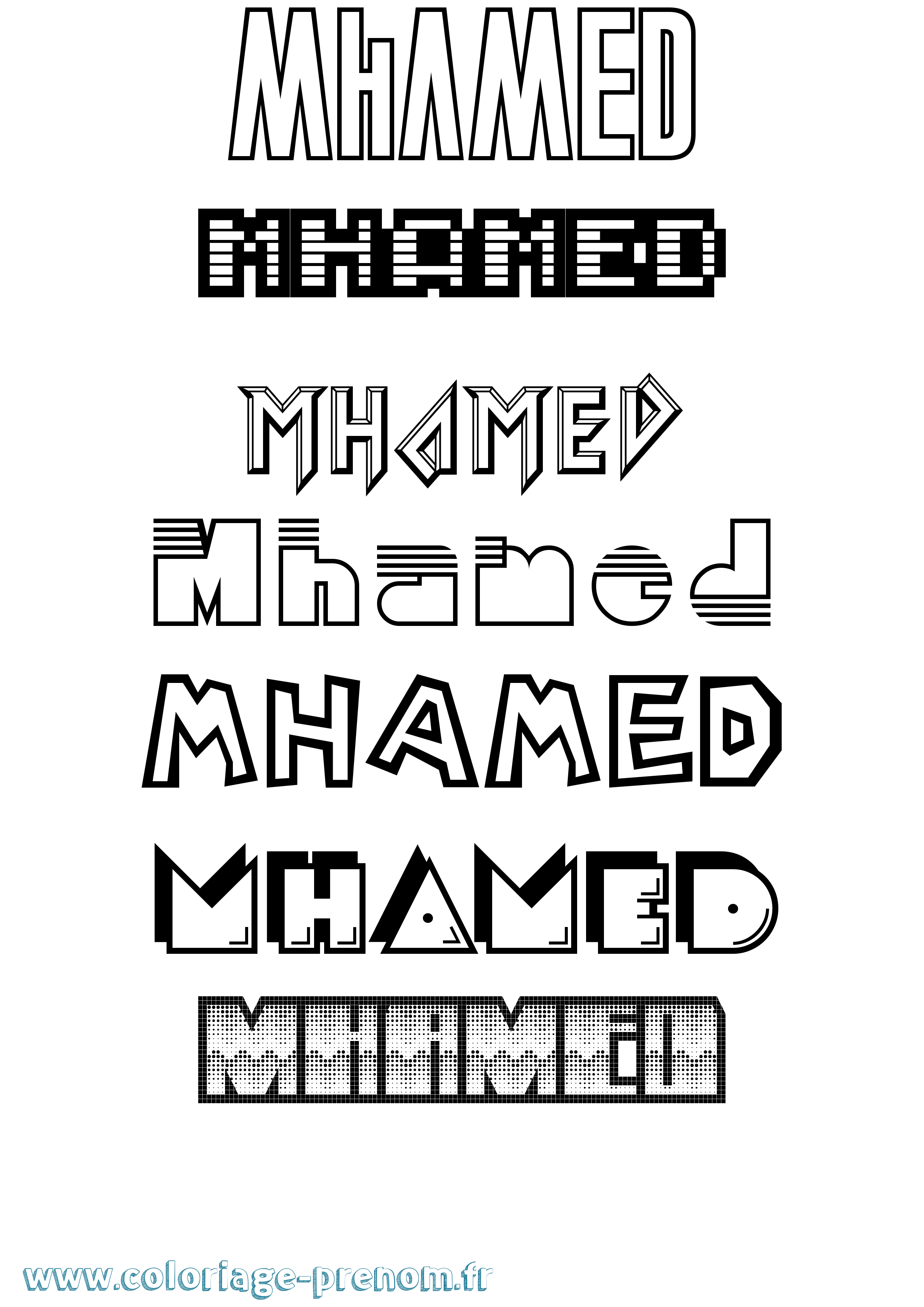 Coloriage prénom Mhamed Jeux Vidéos