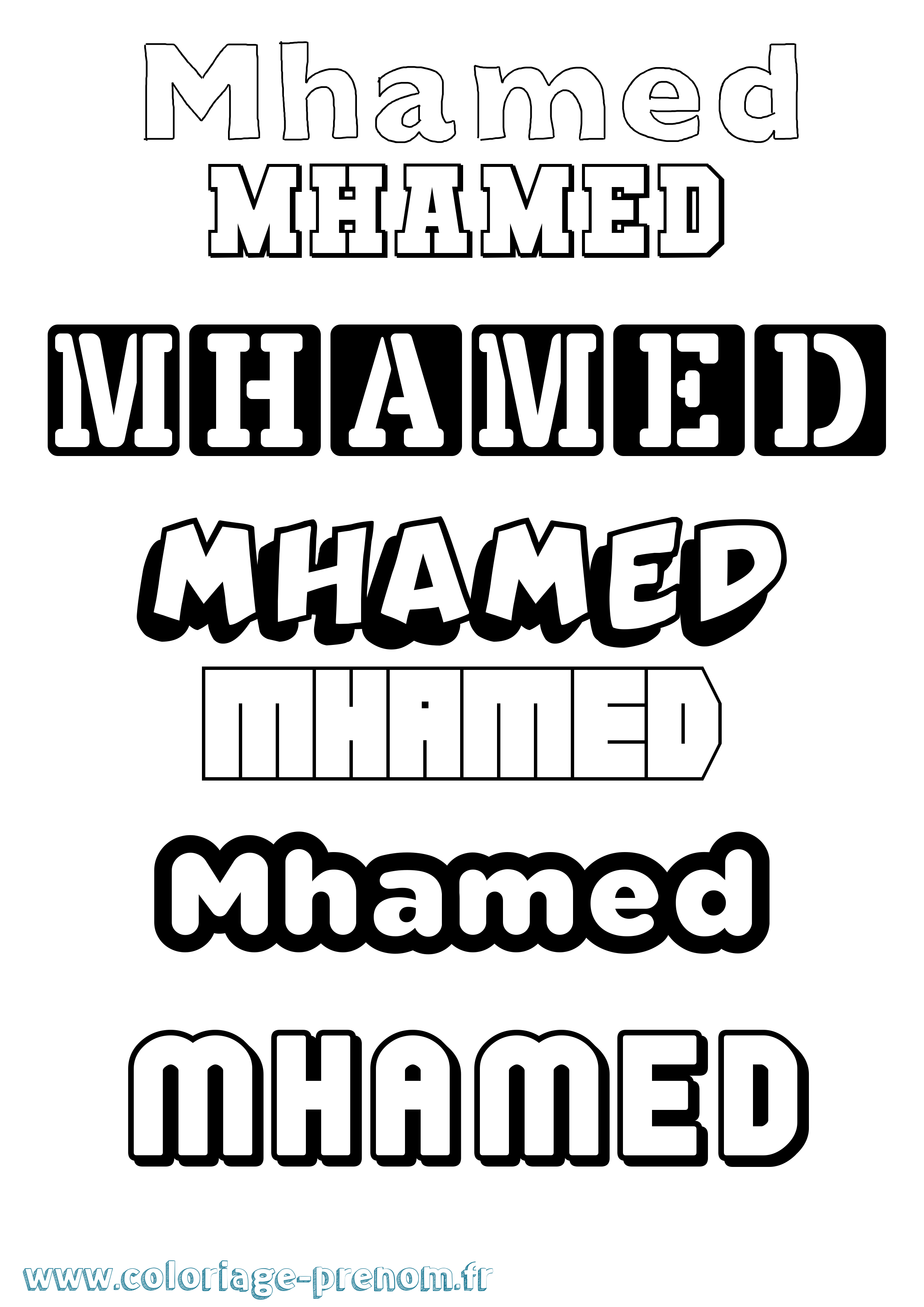 Coloriage prénom Mhamed Simple