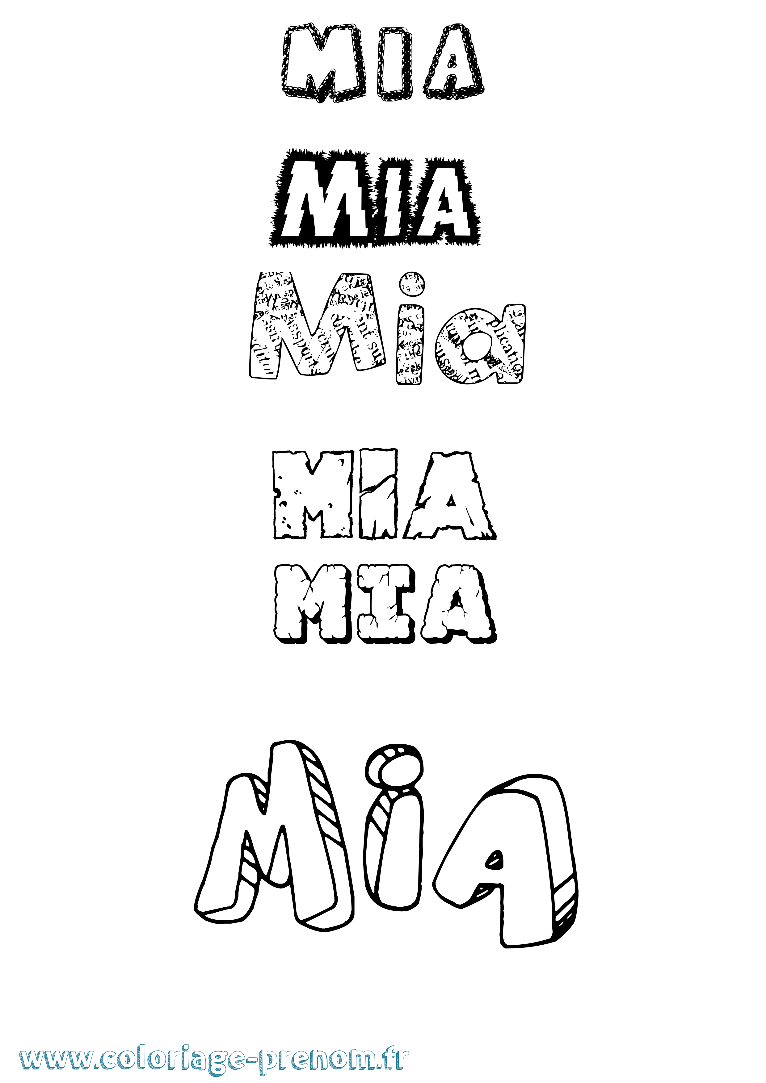 Coloriage prénom Mia