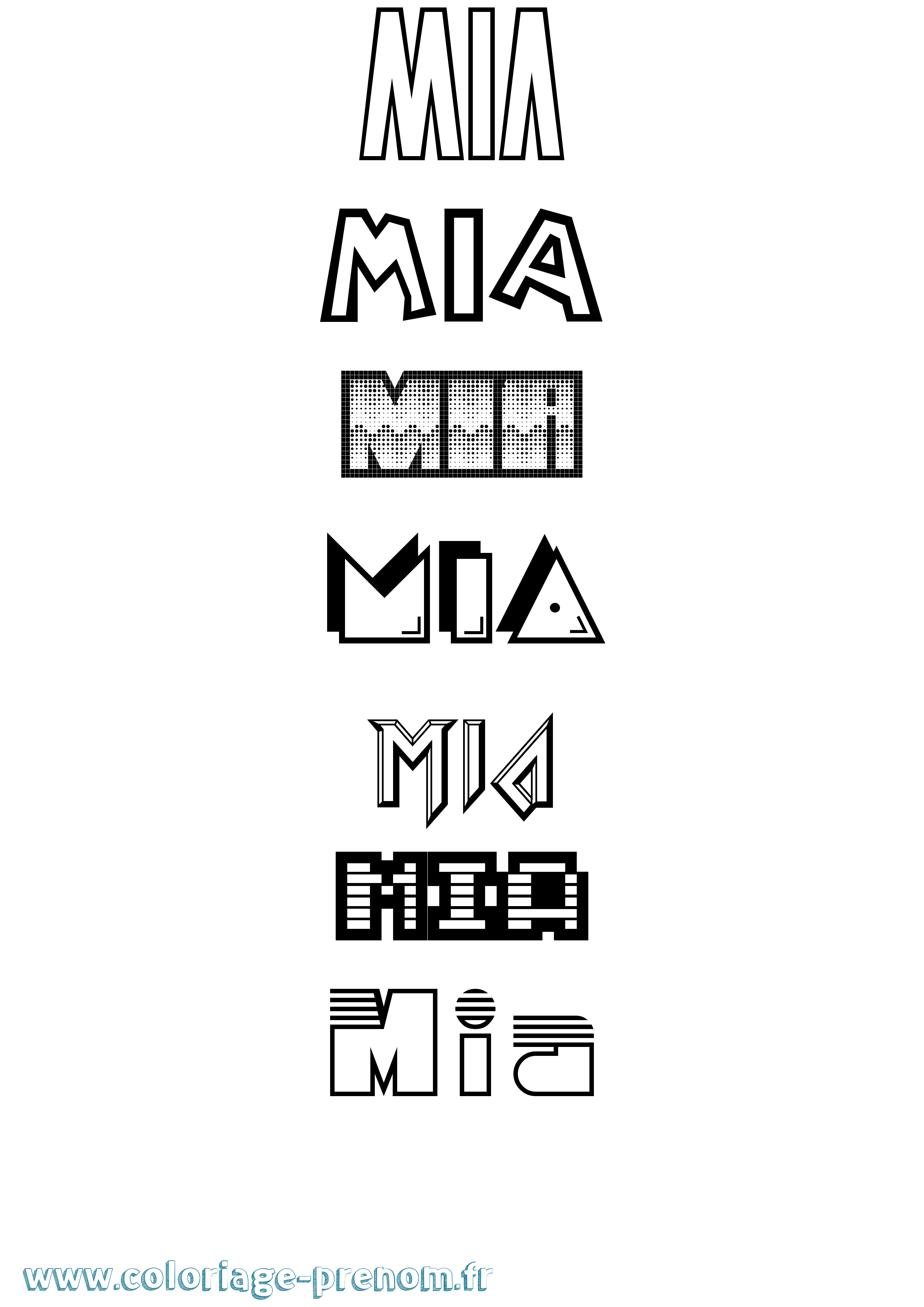 Coloriage prénom Mia