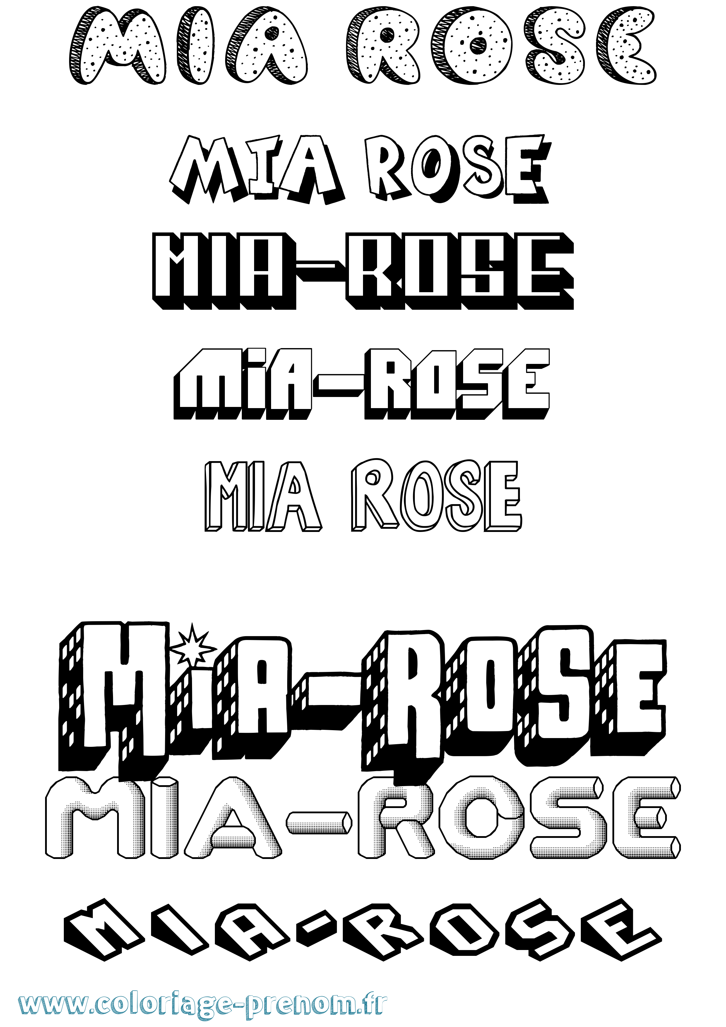 Coloriage prénom Mia-Rose Effet 3D