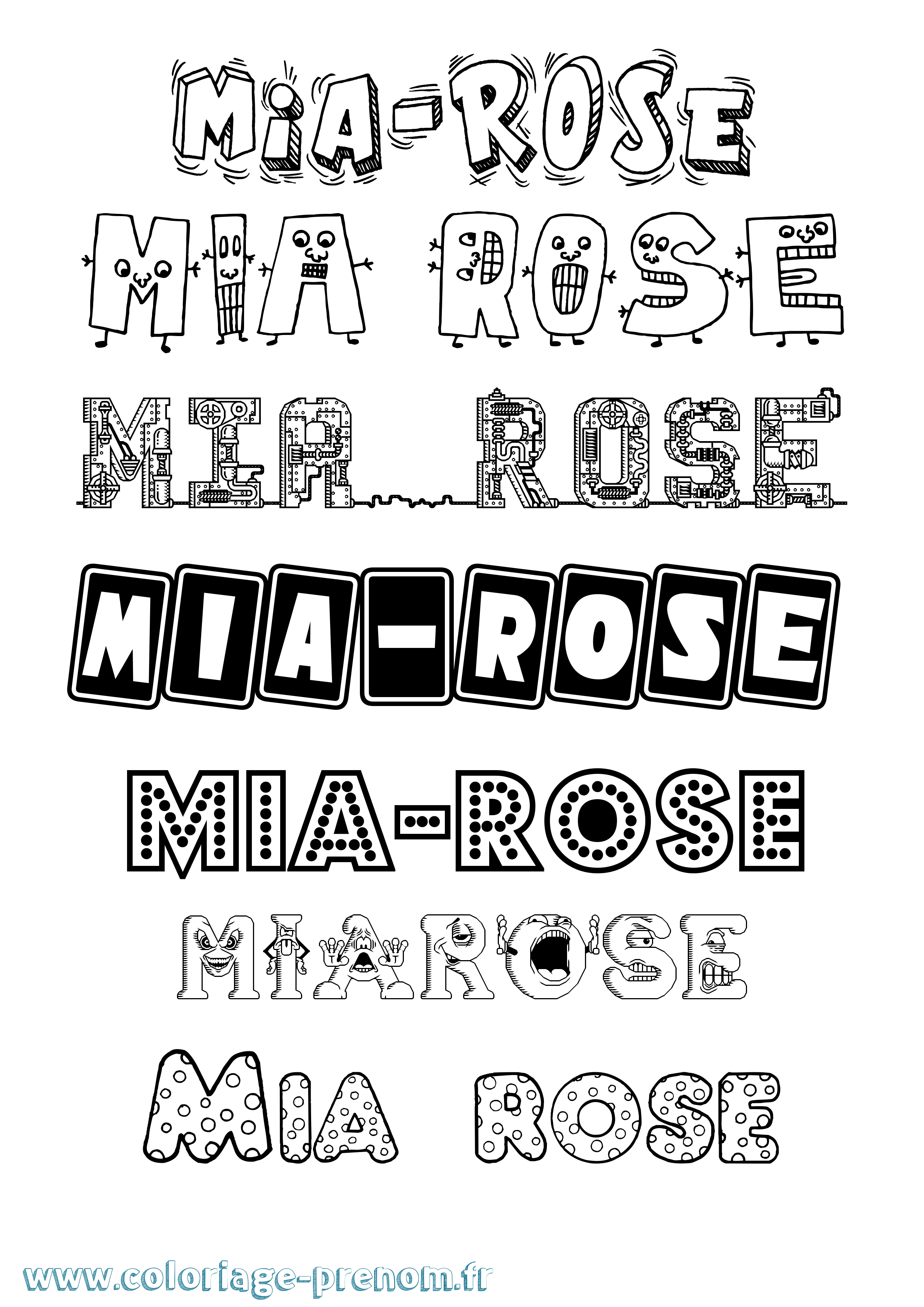 Coloriage prénom Mia-Rose Fun