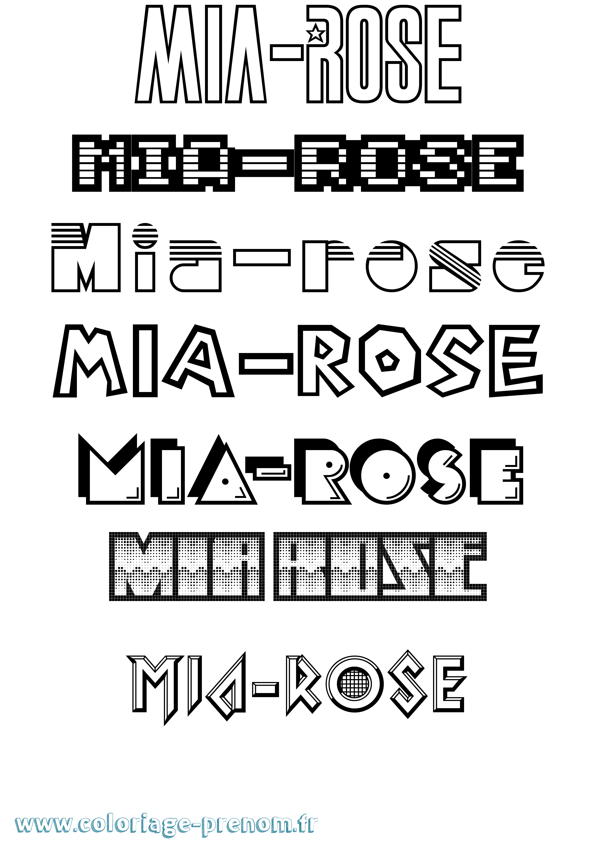 Coloriage prénom Mia-Rose Jeux Vidéos