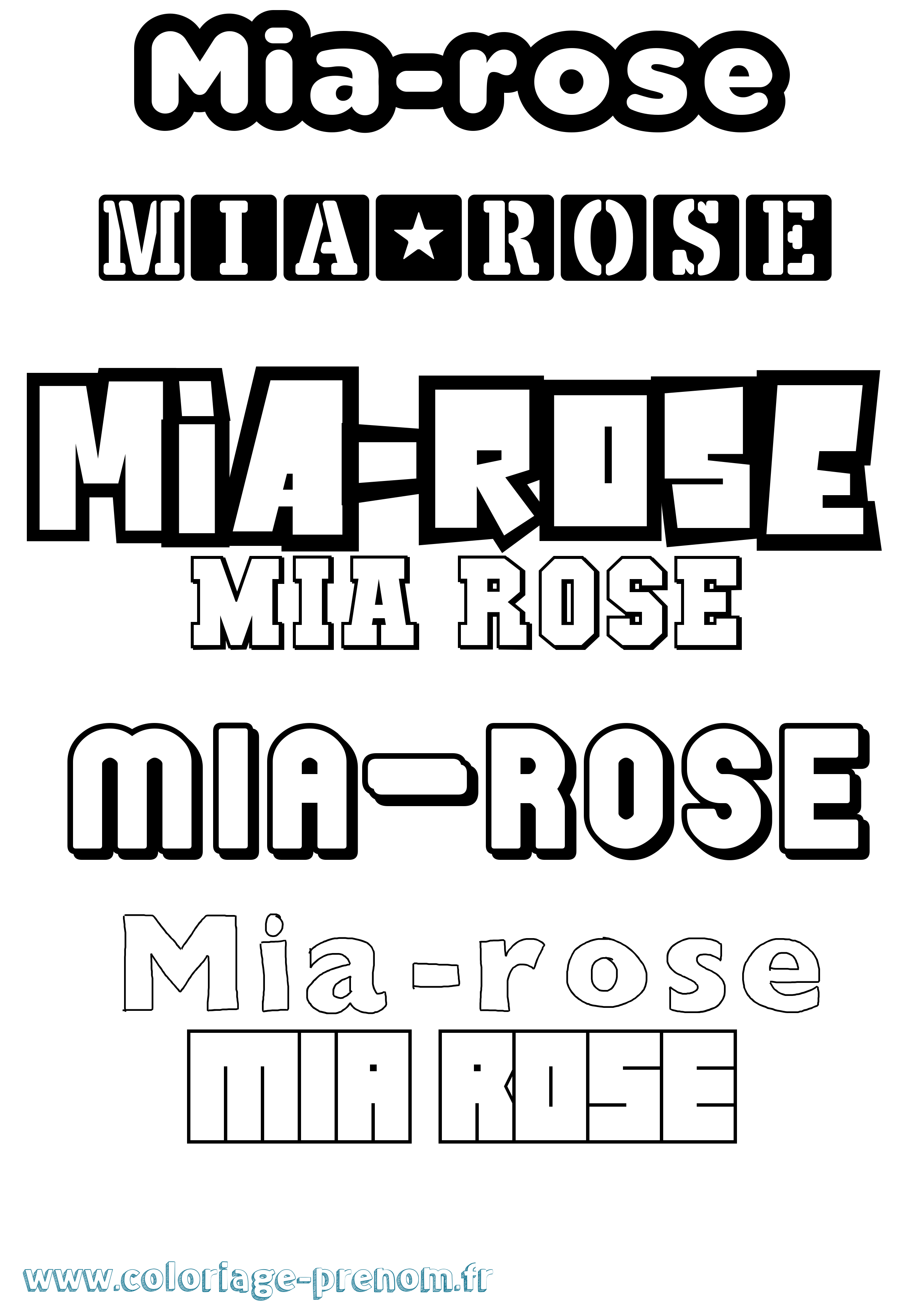 Coloriage prénom Mia-Rose Simple