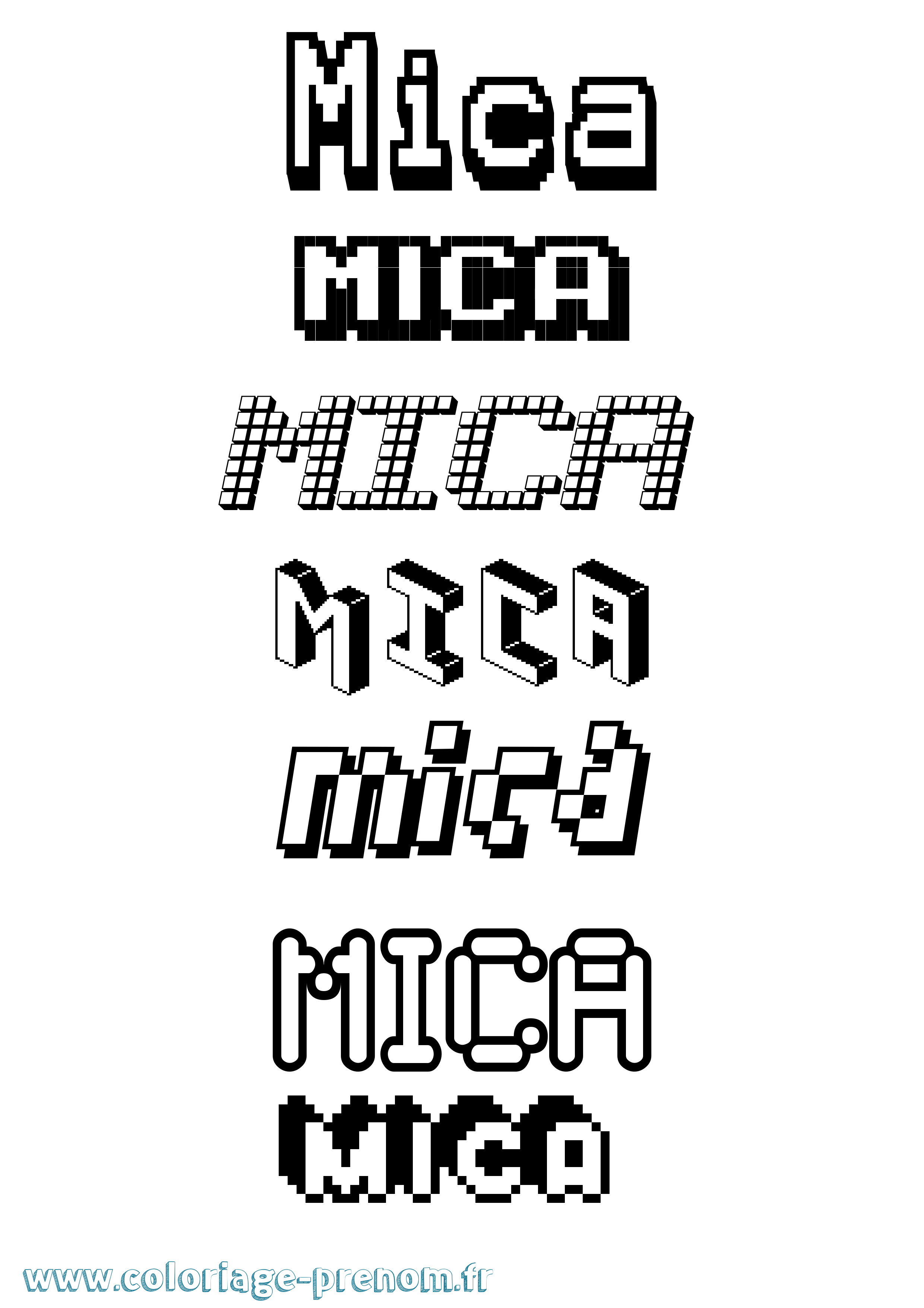 Coloriage prénom Mica Pixel