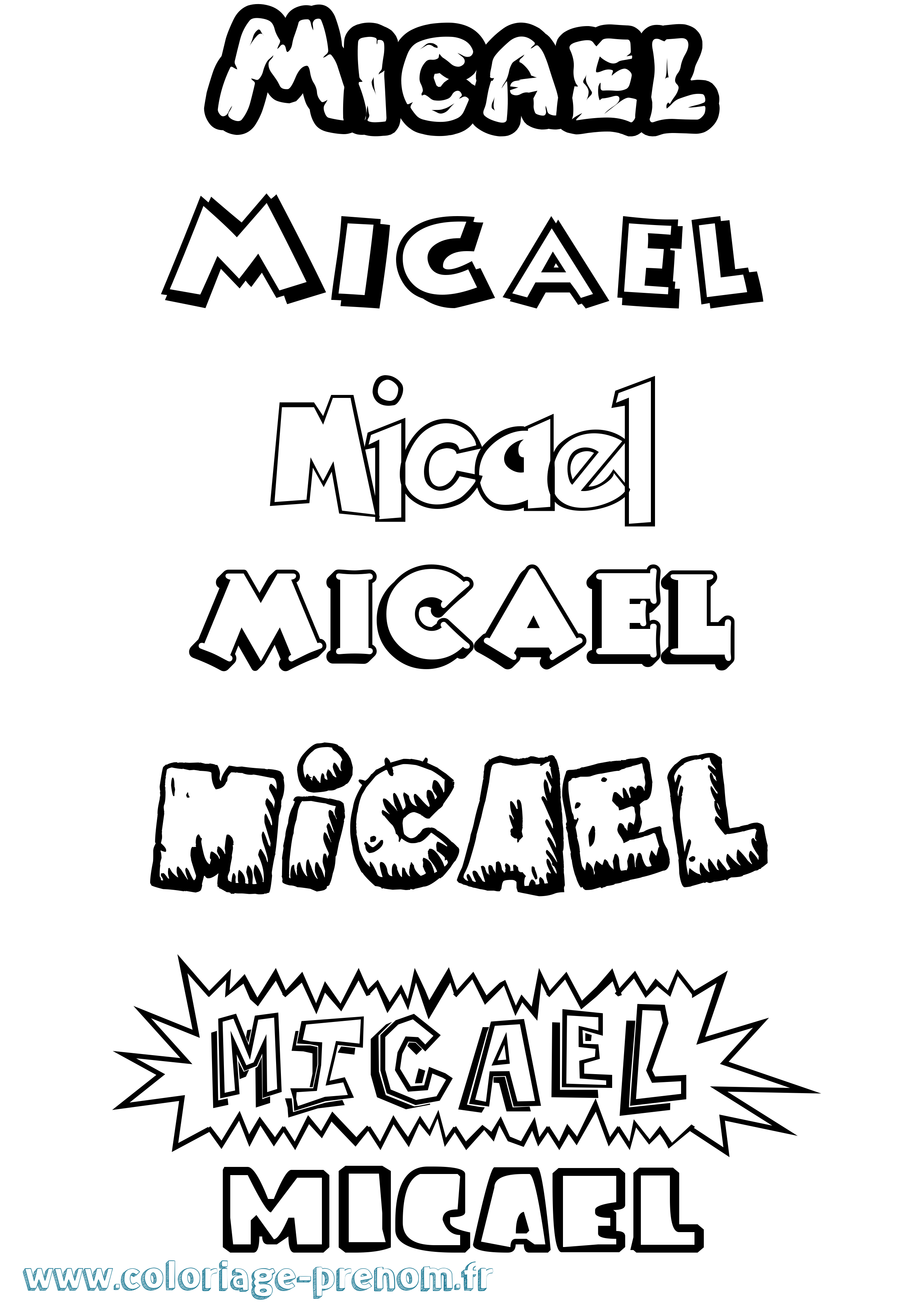 Coloriage Micael Dessin Animé Coloriage prénom Micael Dessin Animé