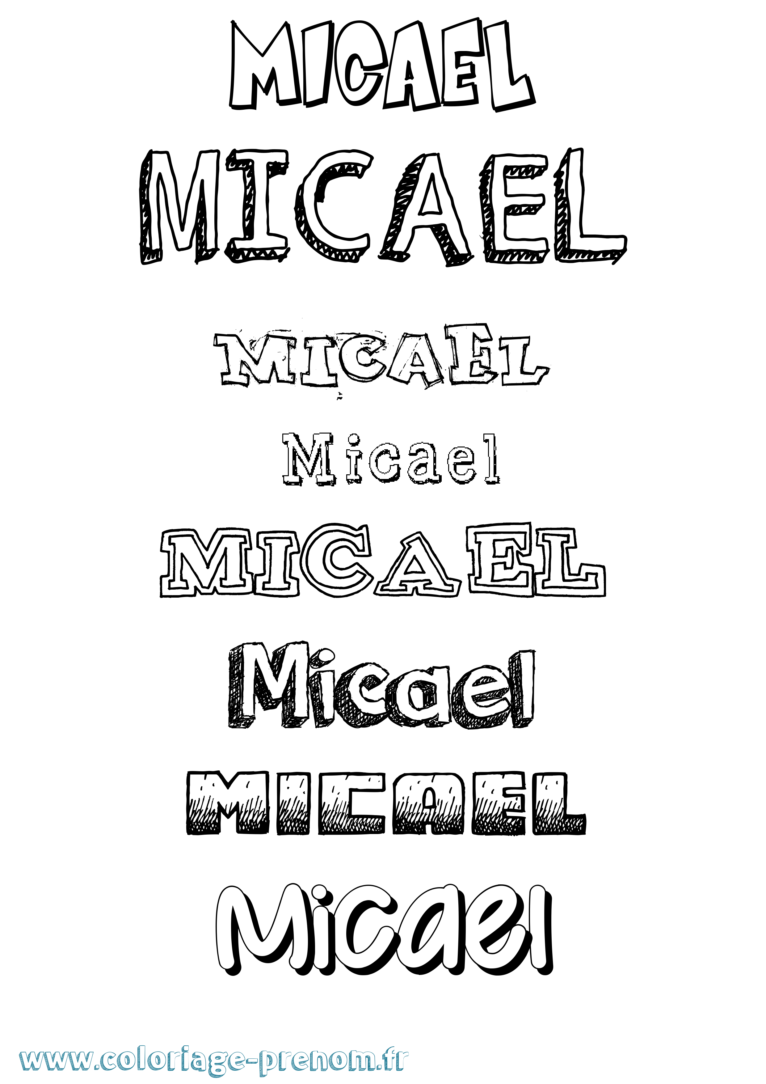 Coloriage prénom Micael Dessiné