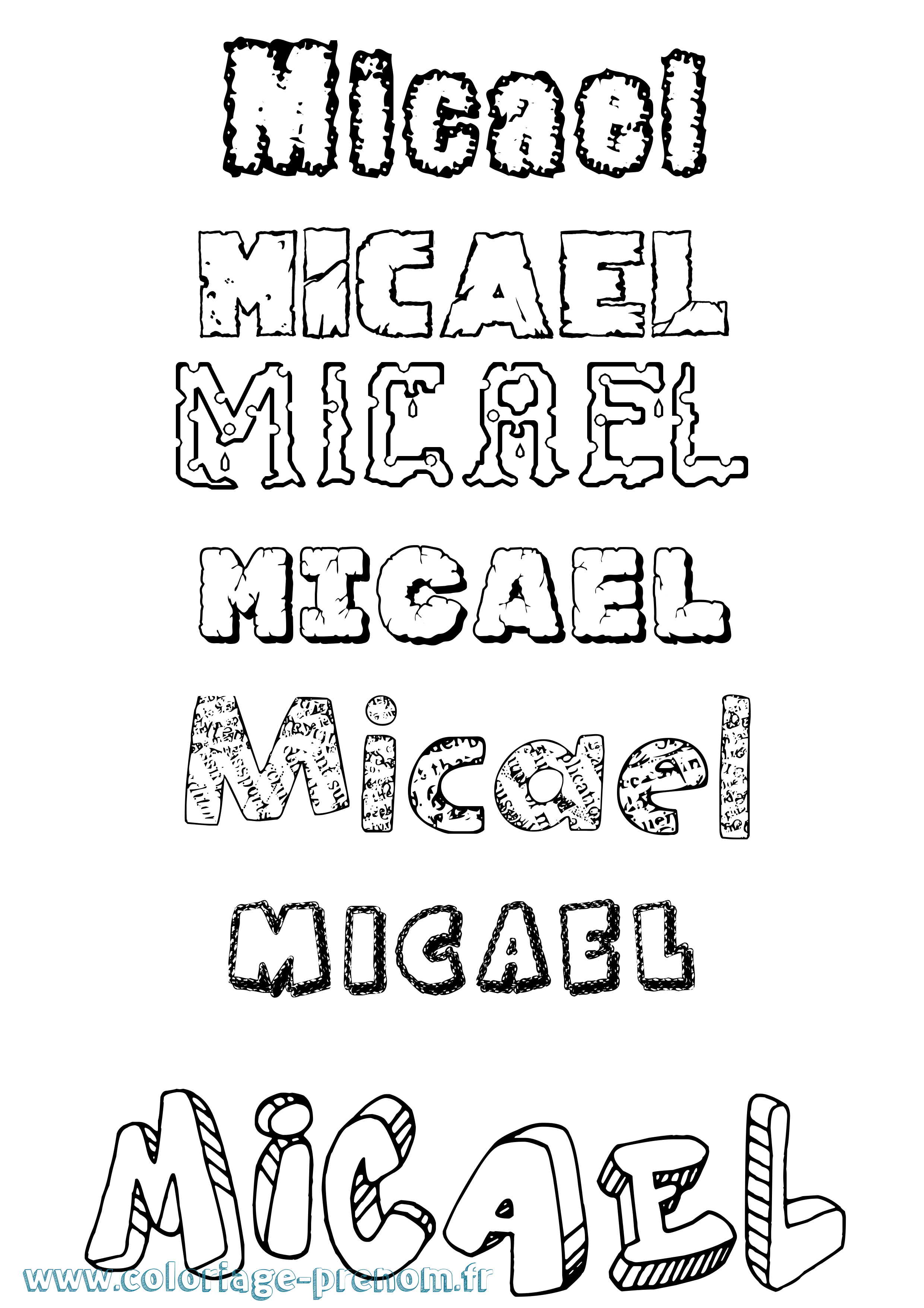 Coloriage Micael Destructuré Coloriage prénom Micael Destructuré