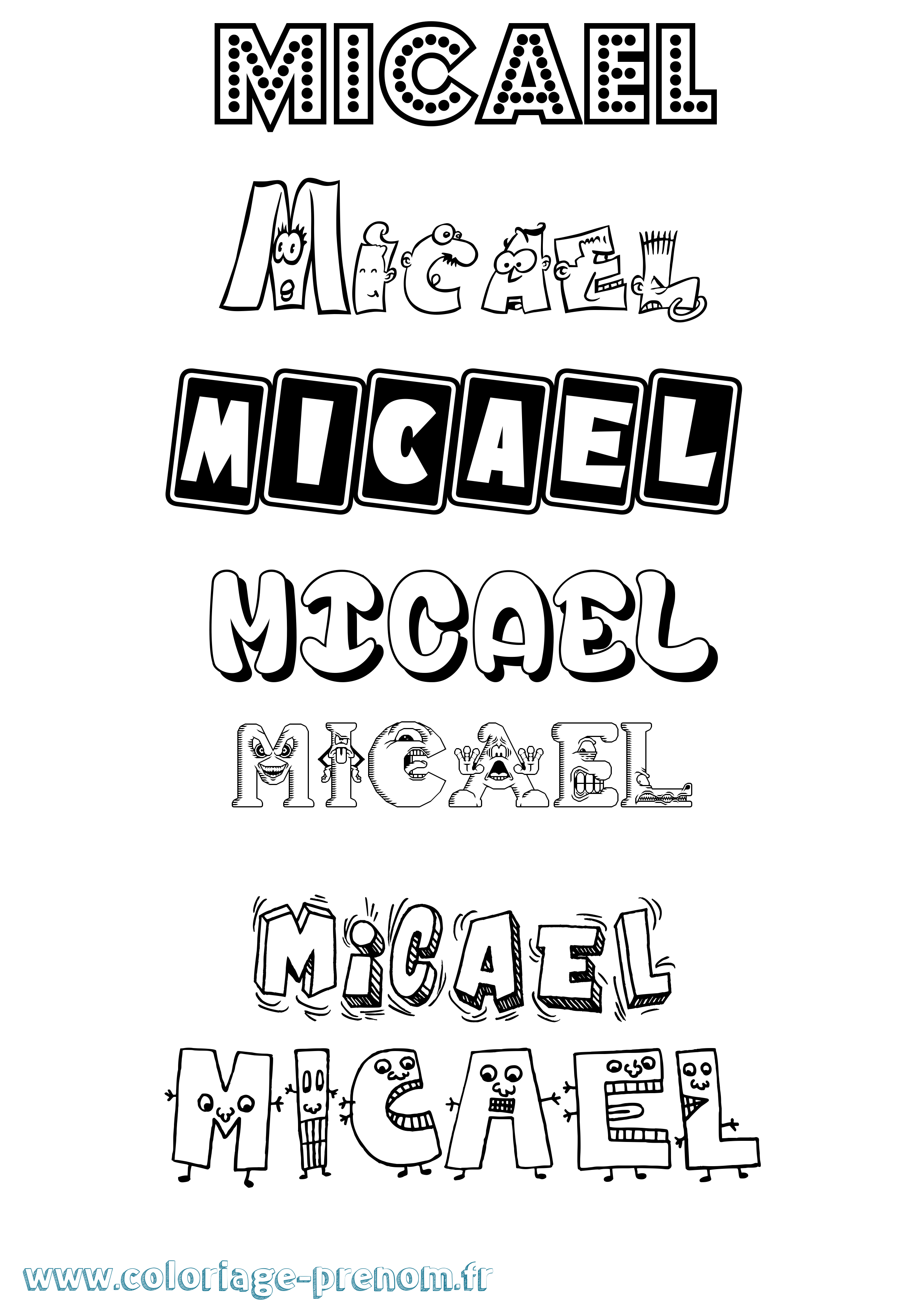 Coloriage prénom Micael Fun