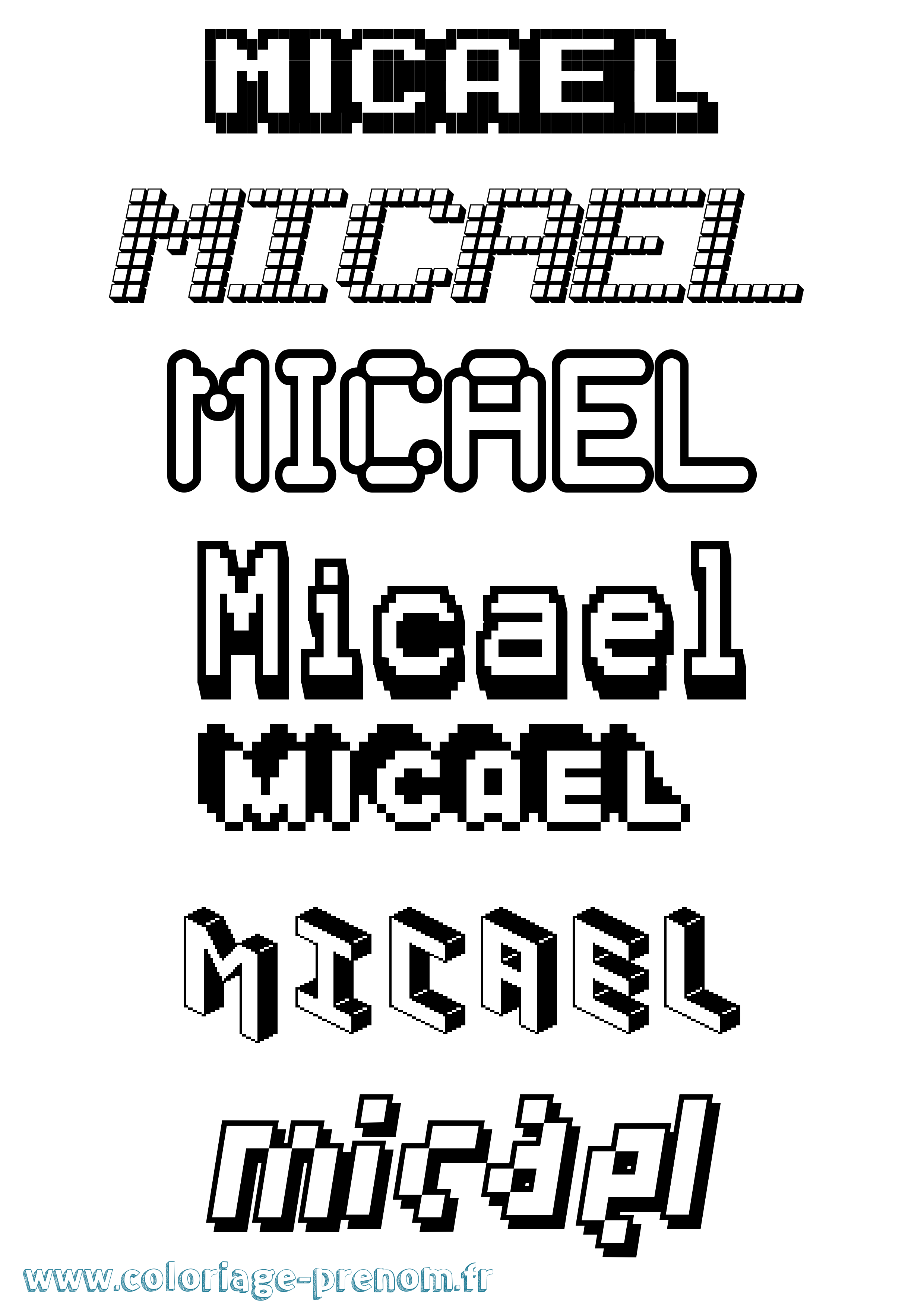 Coloriage Micael Pixel Coloriage prénom Micael Pixel