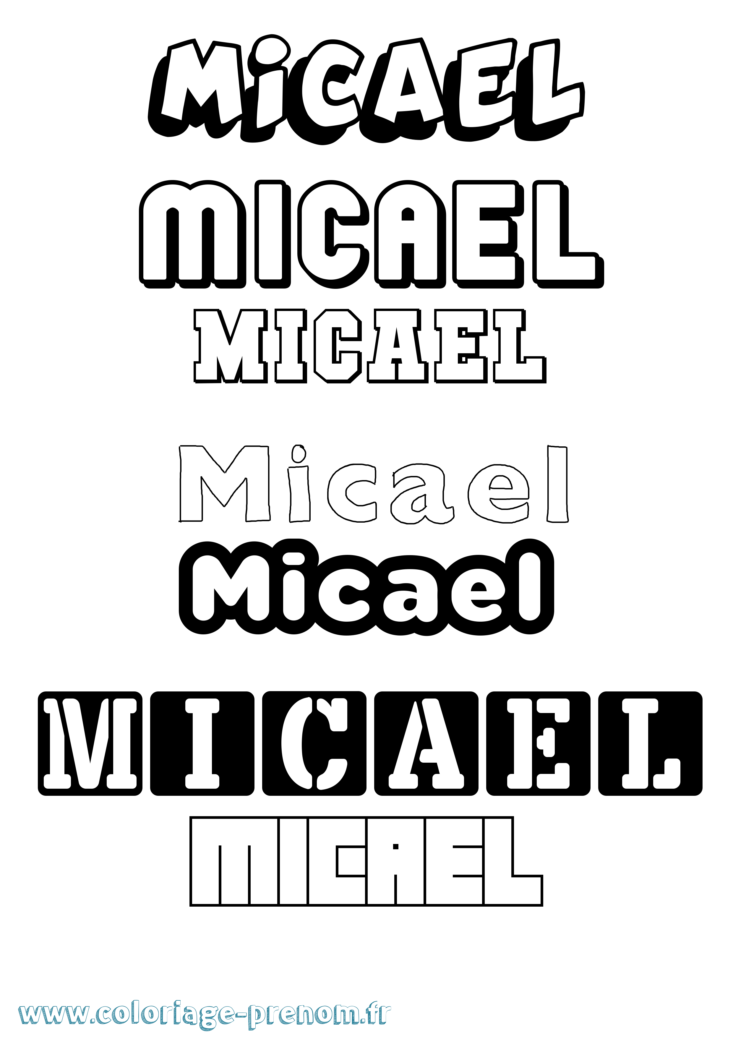 Coloriage Micael Simple Coloriage prénom Micael Simple