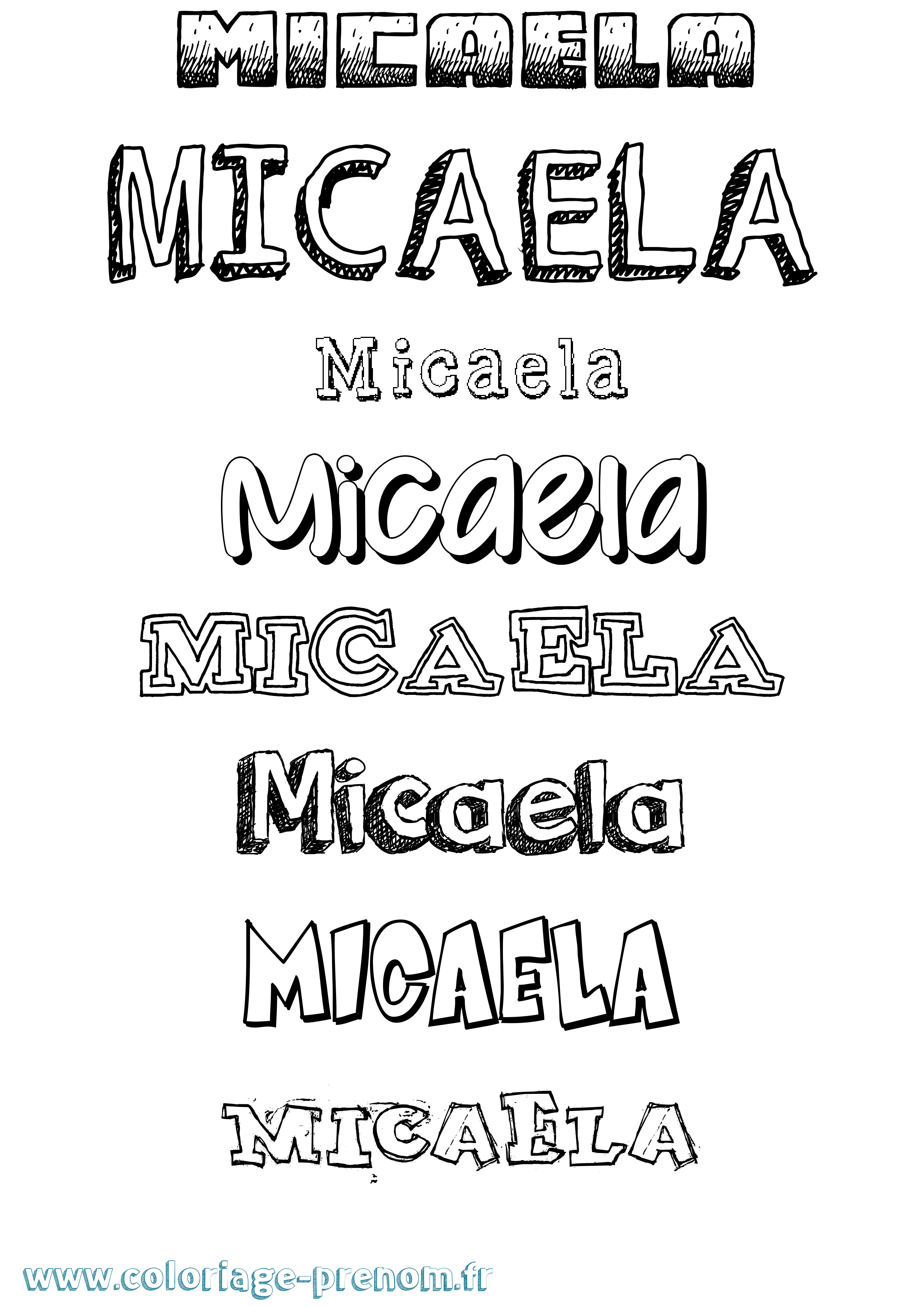 Coloriage prénom Micaela Dessiné