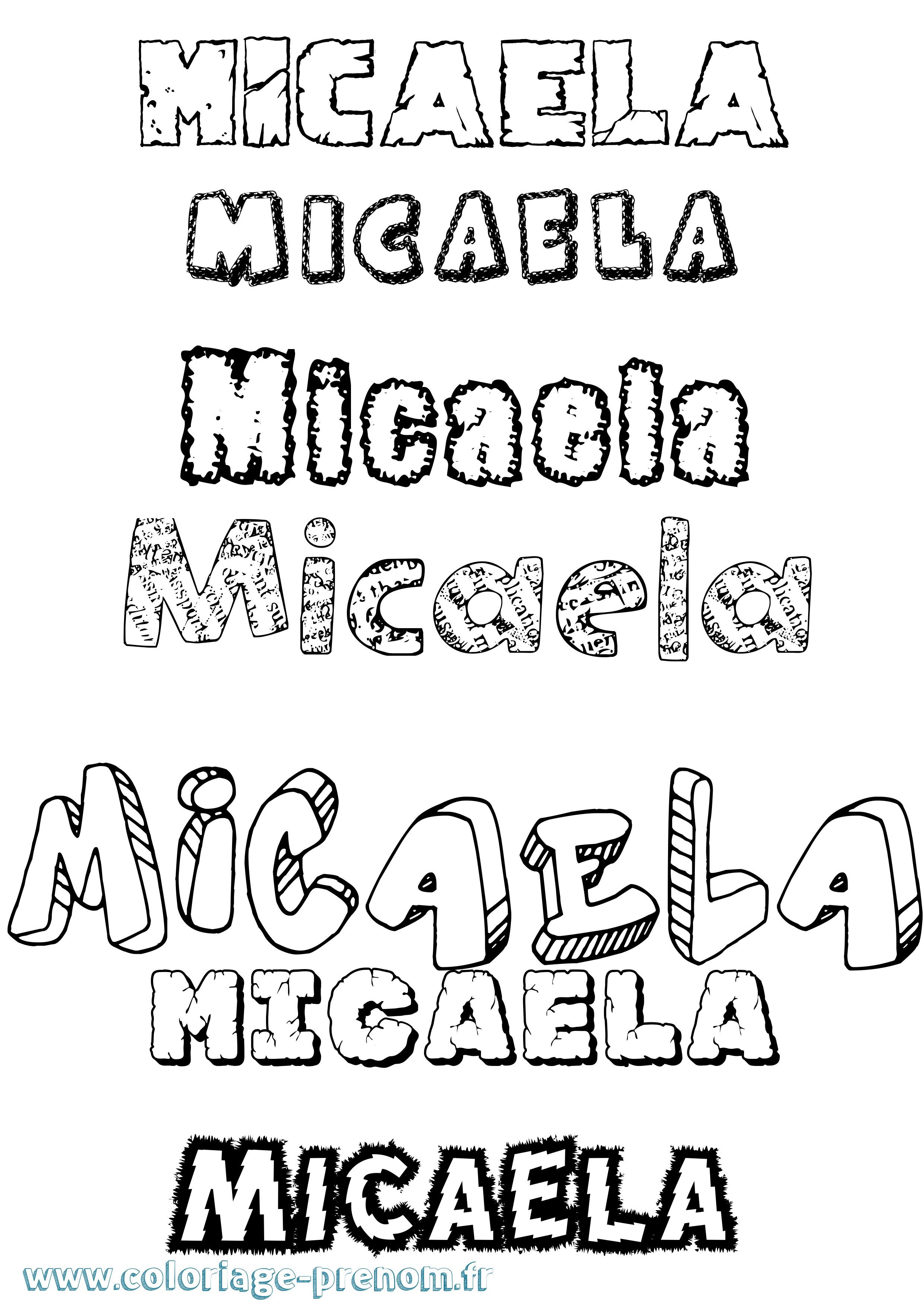 Coloriage prénom Micaela Destructuré