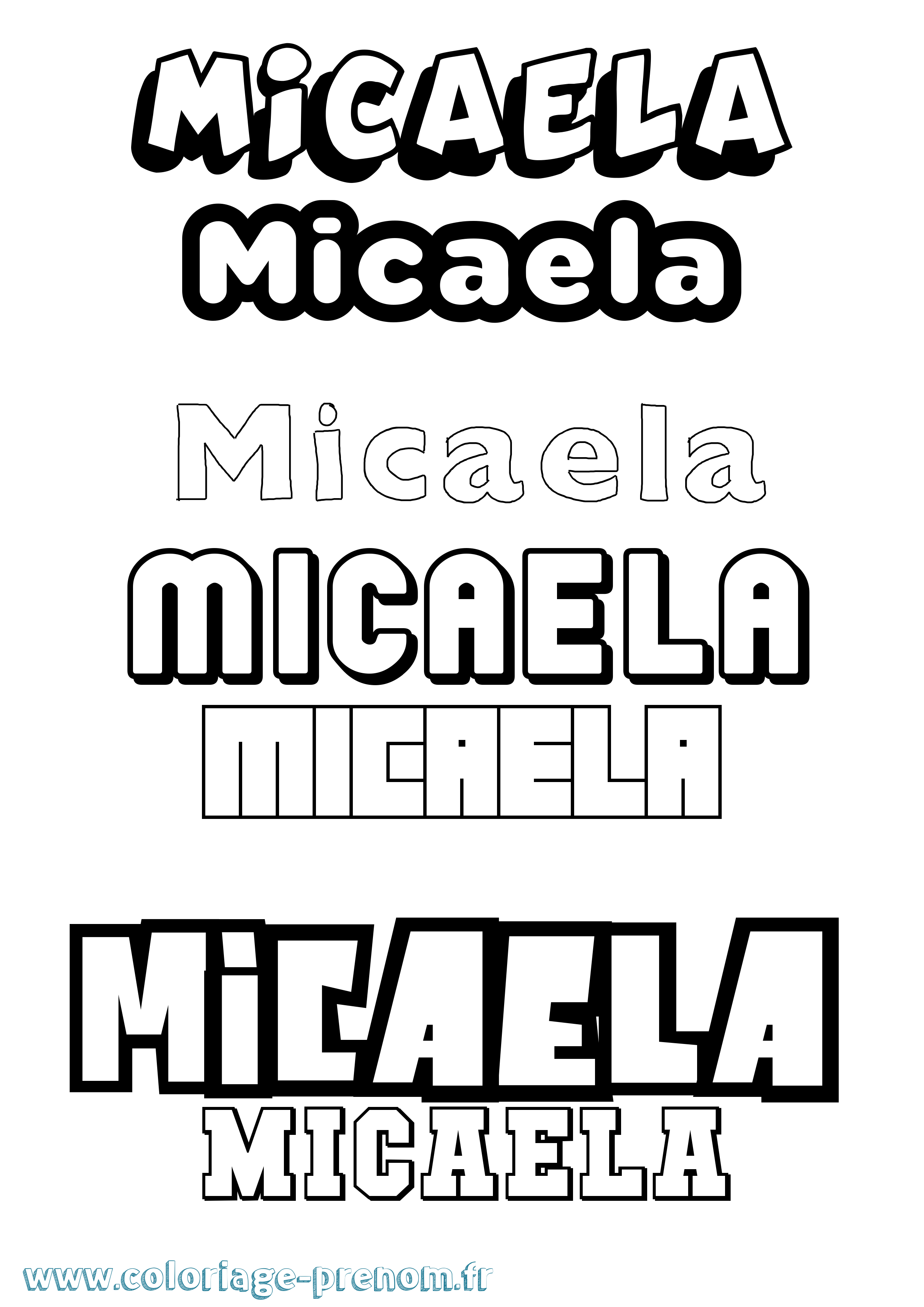 Coloriage prénom Micaela Simple