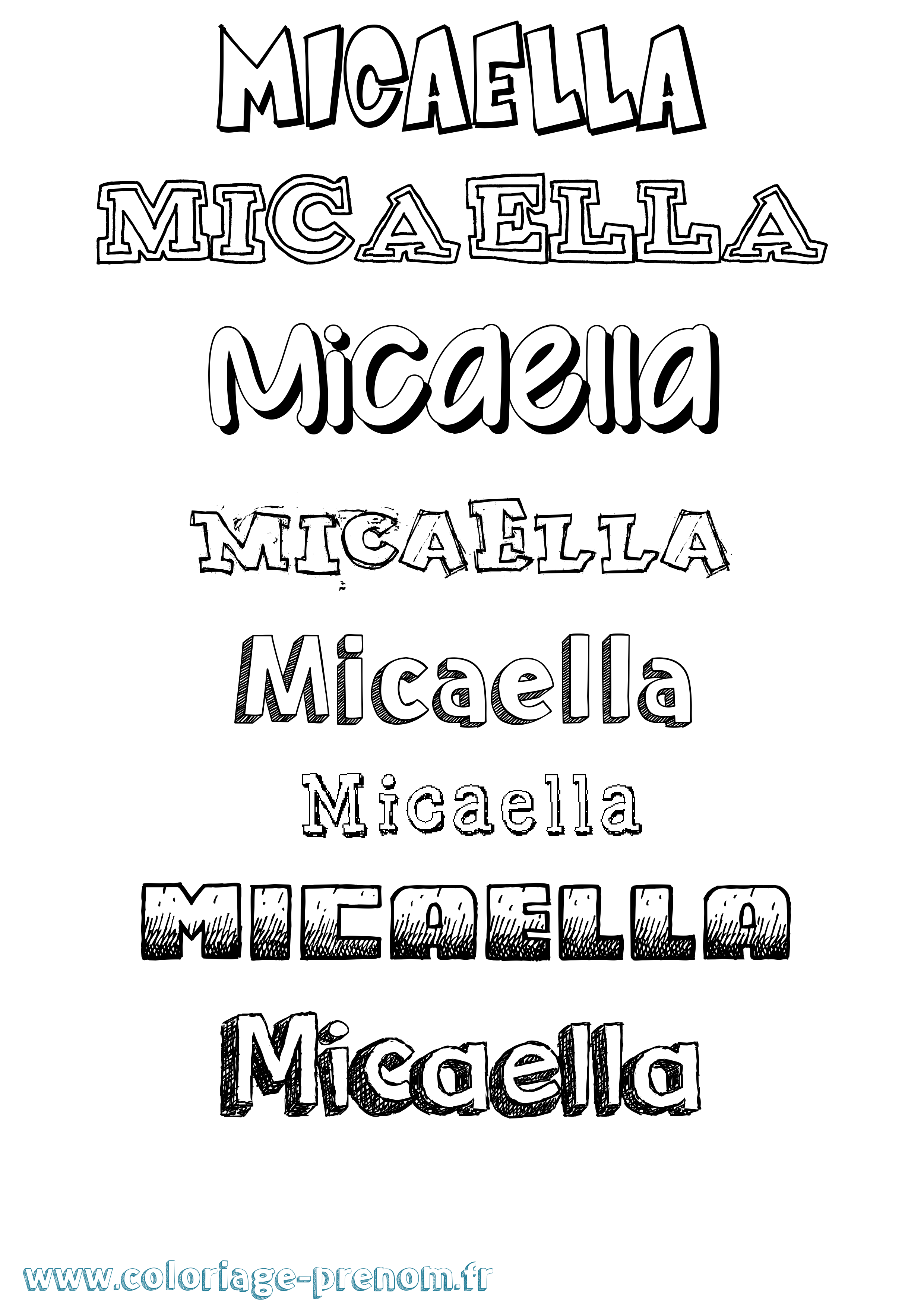 Coloriage prénom Micaella Dessiné