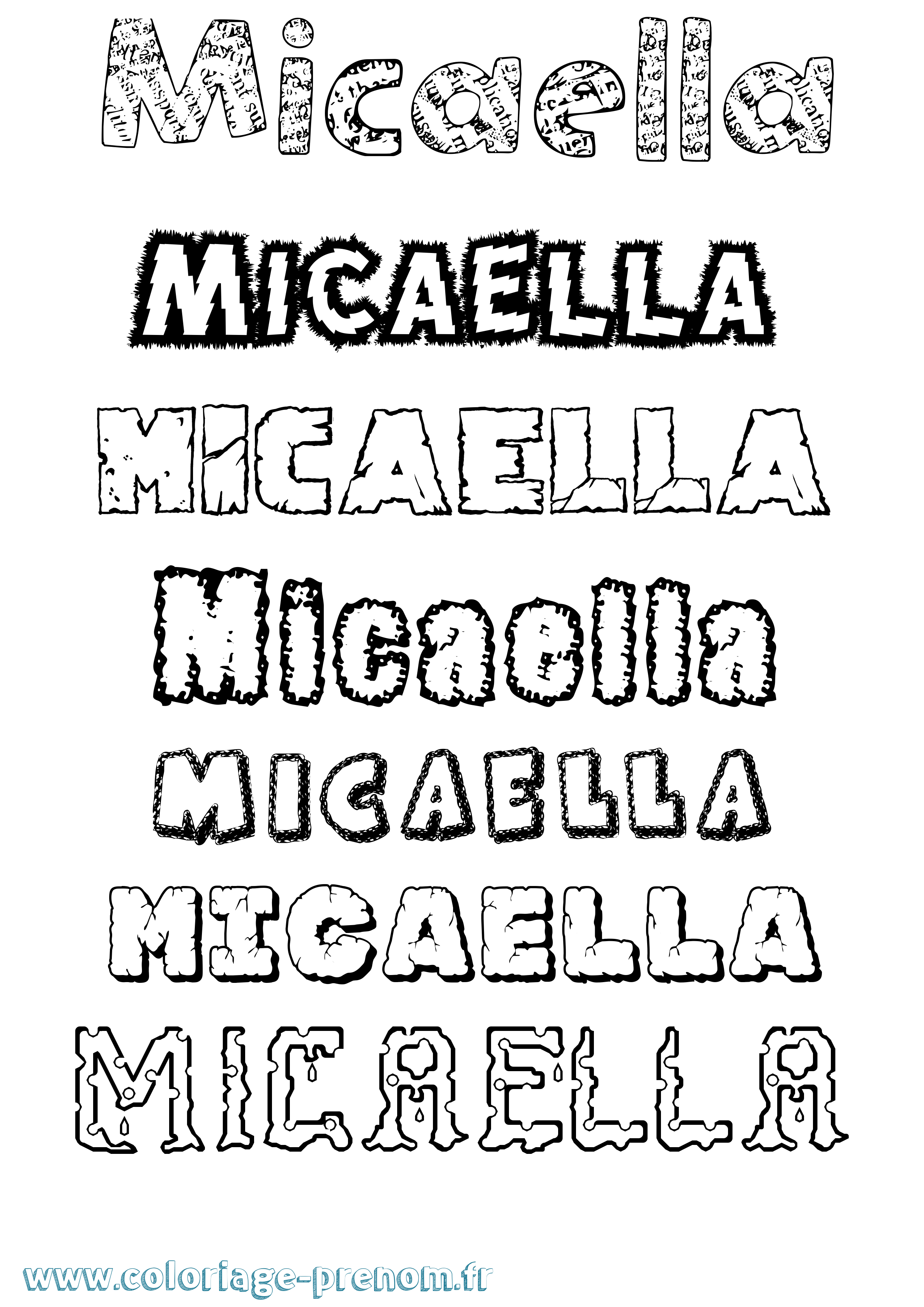 Coloriage prénom Micaella Destructuré