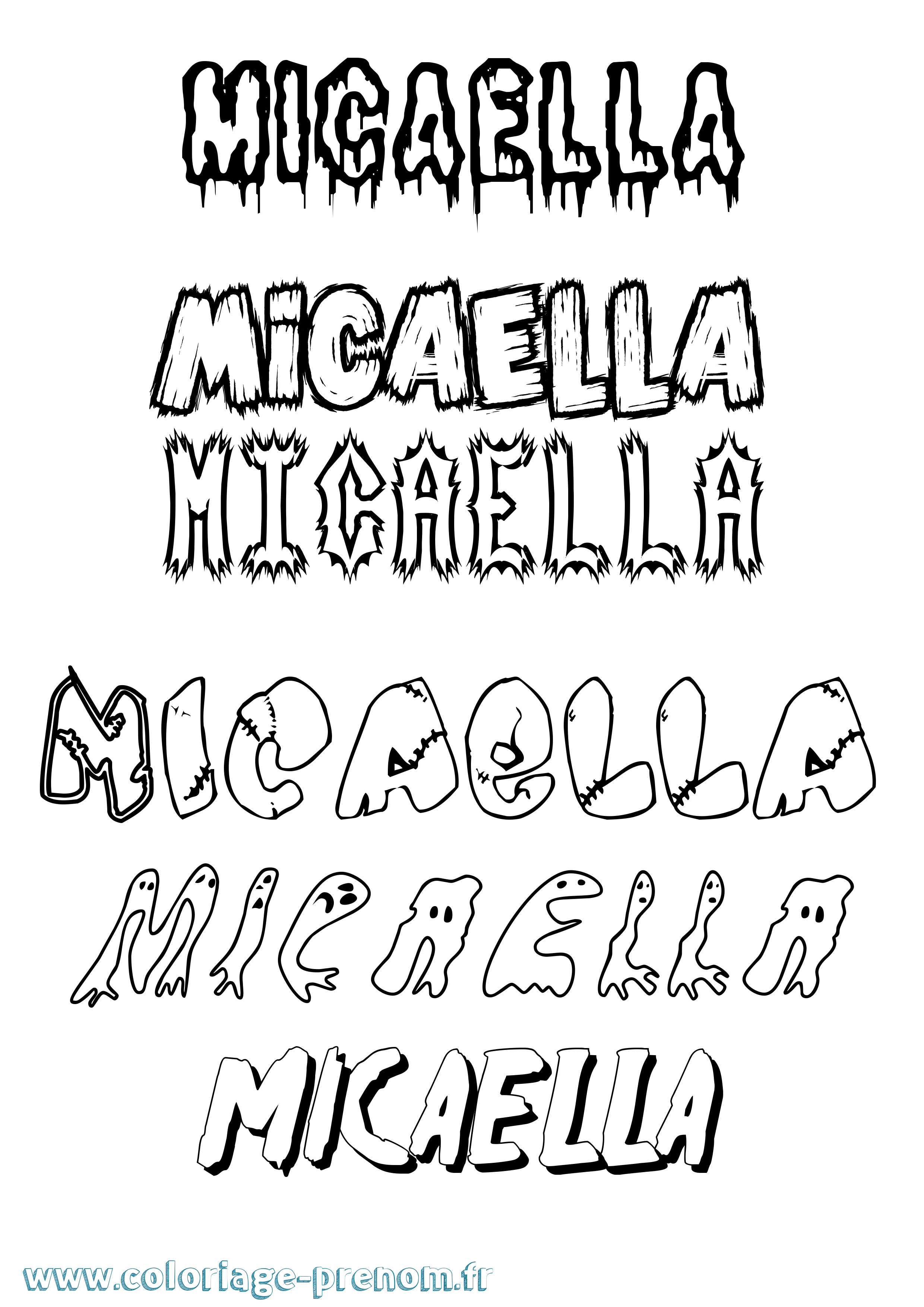 Coloriage prénom Micaella Frisson