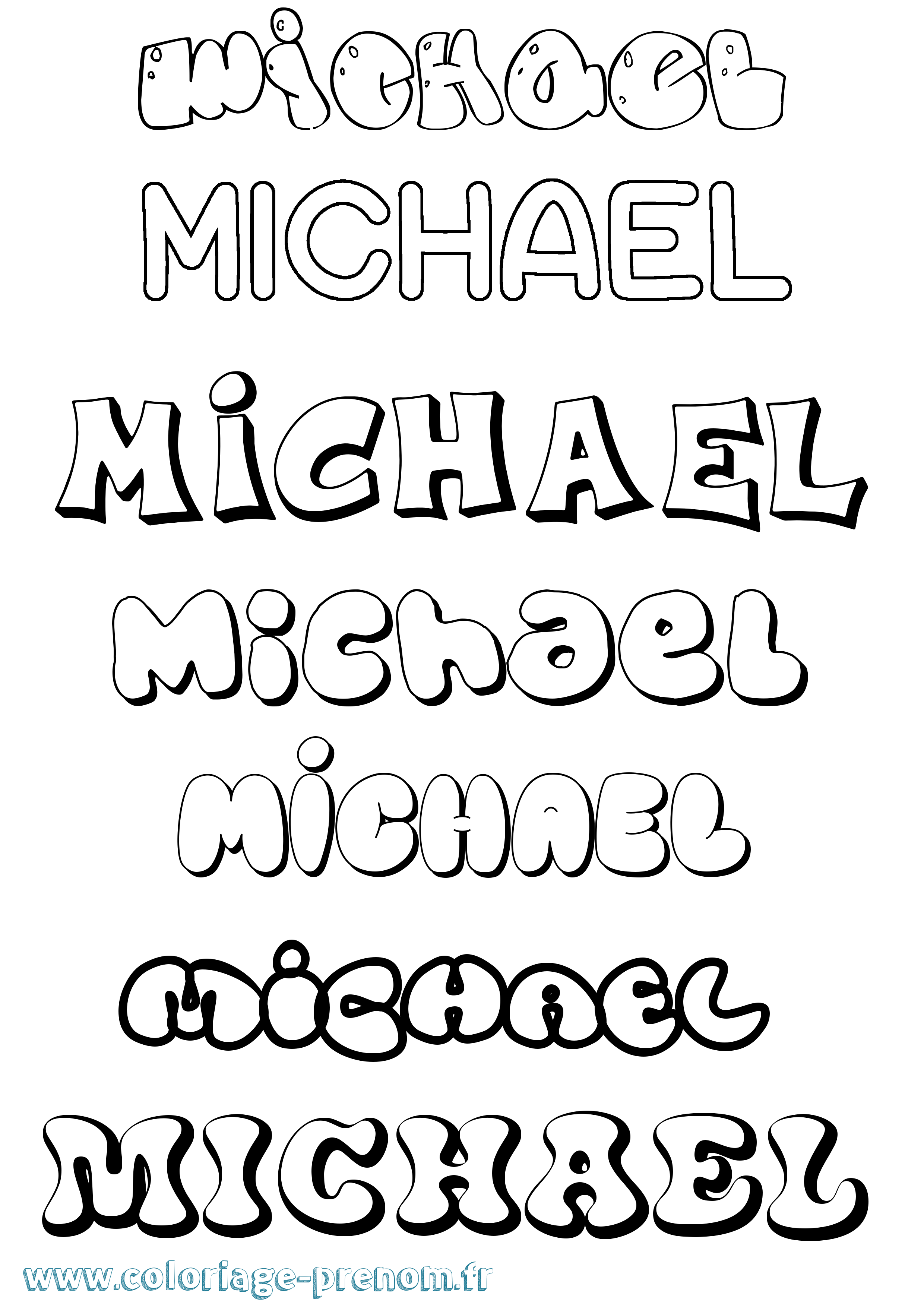 Coloriage prénom Michael Bubble