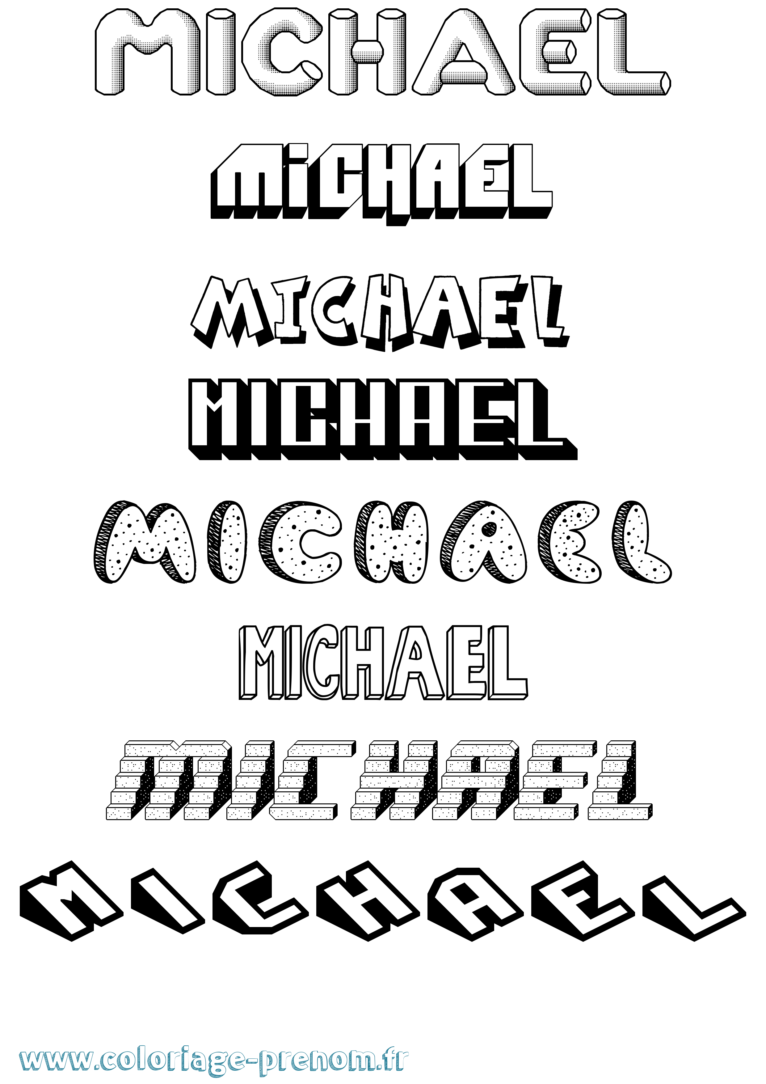 Coloriage prénom Michael Effet 3D