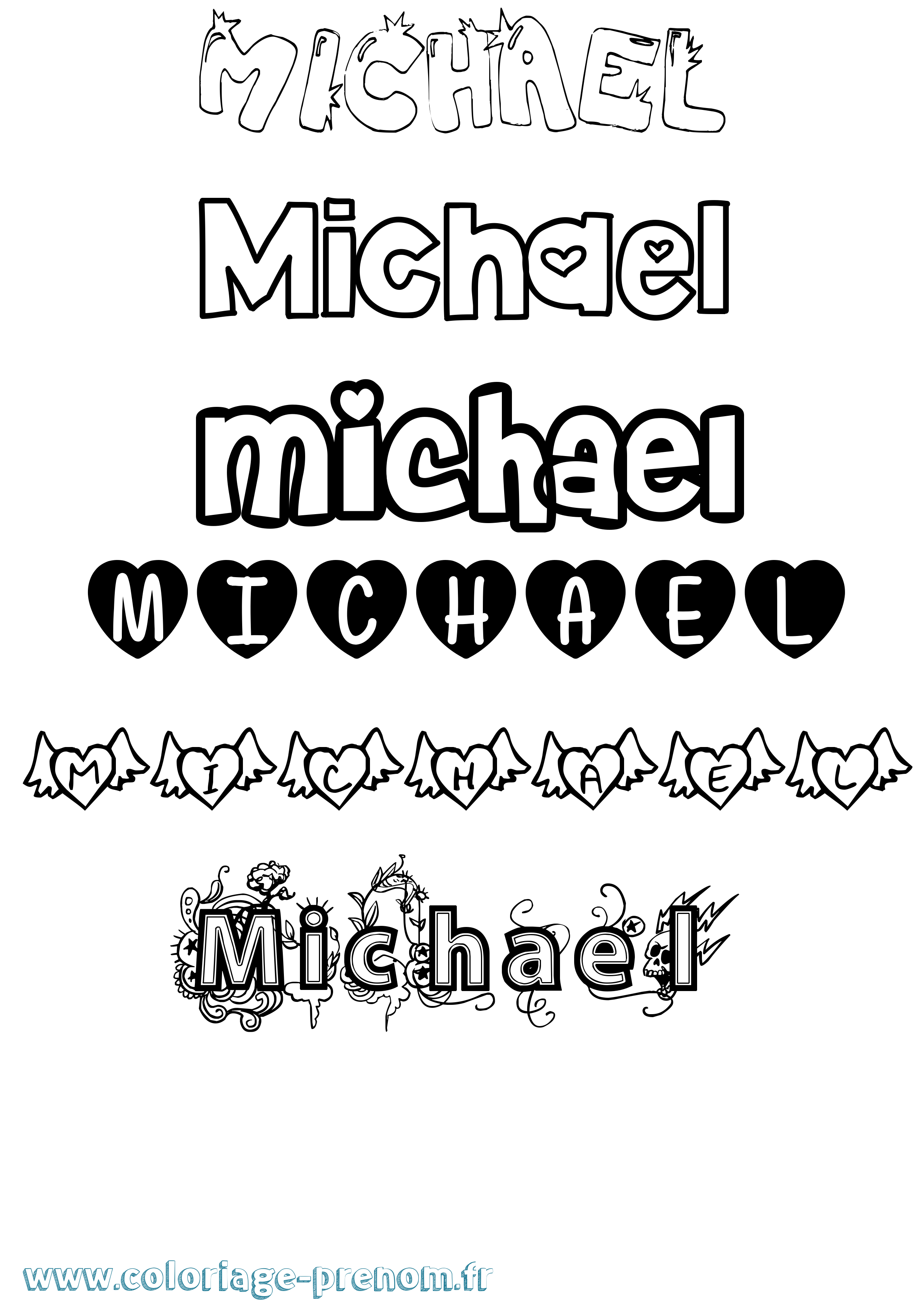 Coloriage prénom Michael Girly