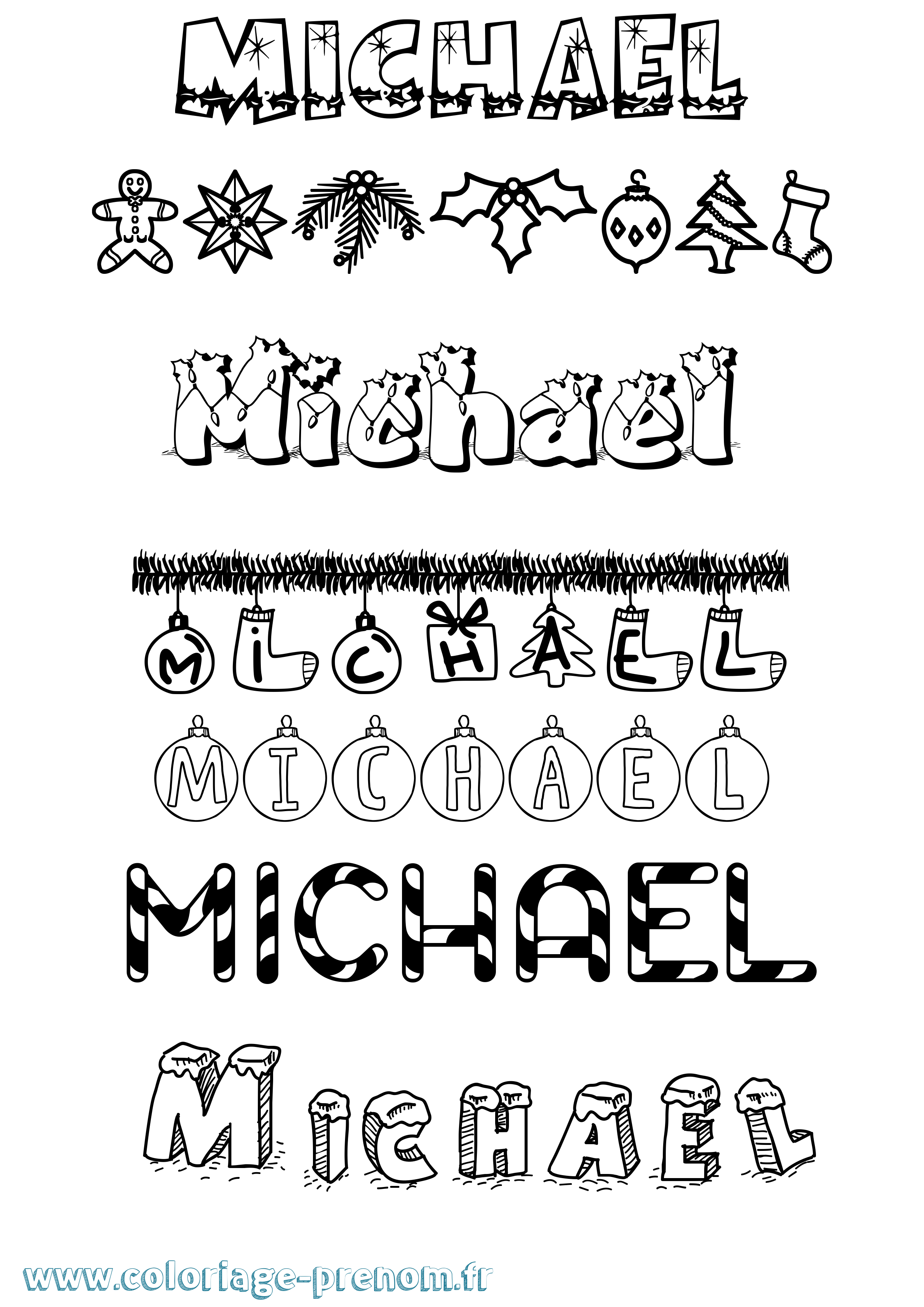 Coloriage prénom Michael Noël