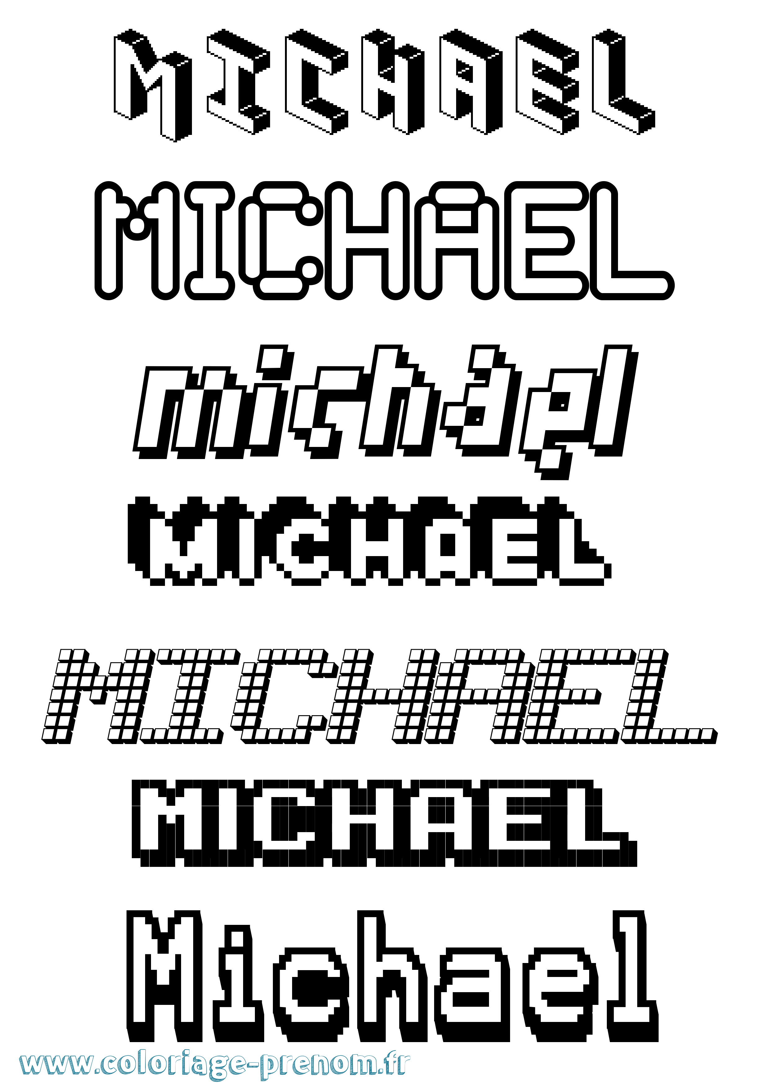 Coloriage prénom Michael Pixel