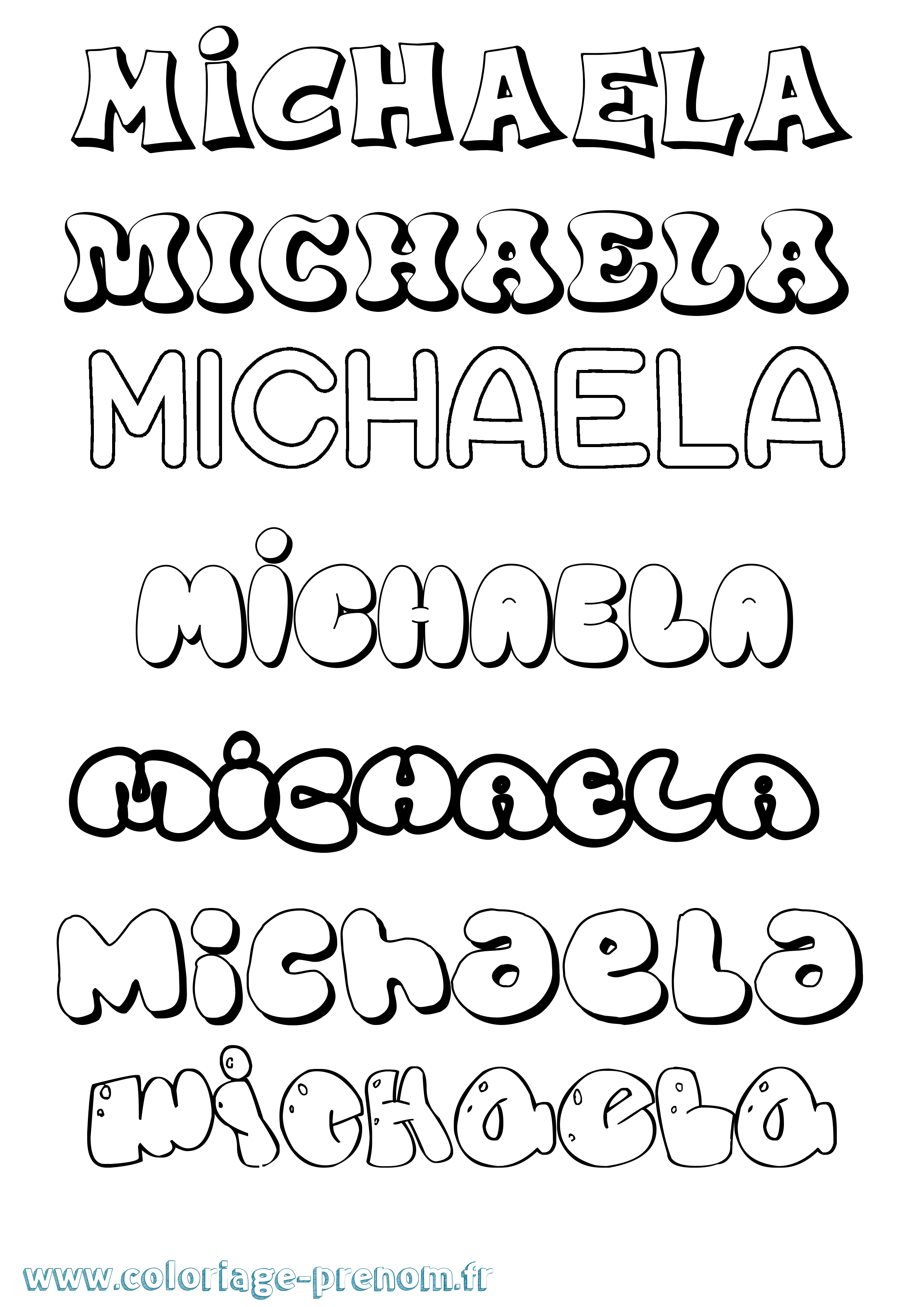 Coloriage Michaela Bubble Coloriage prénom Michaela Bubble