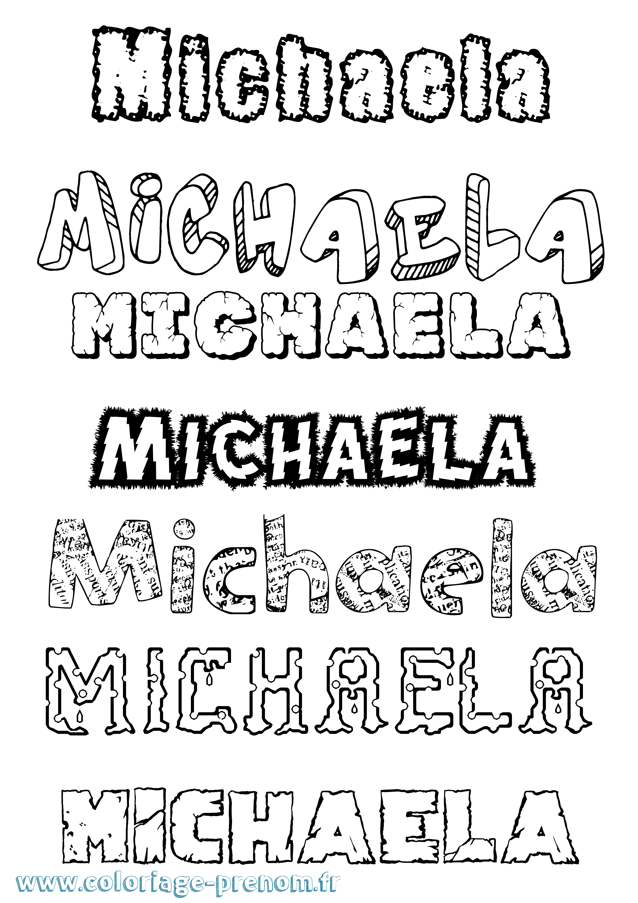 Coloriage prénom Michaela Destructuré