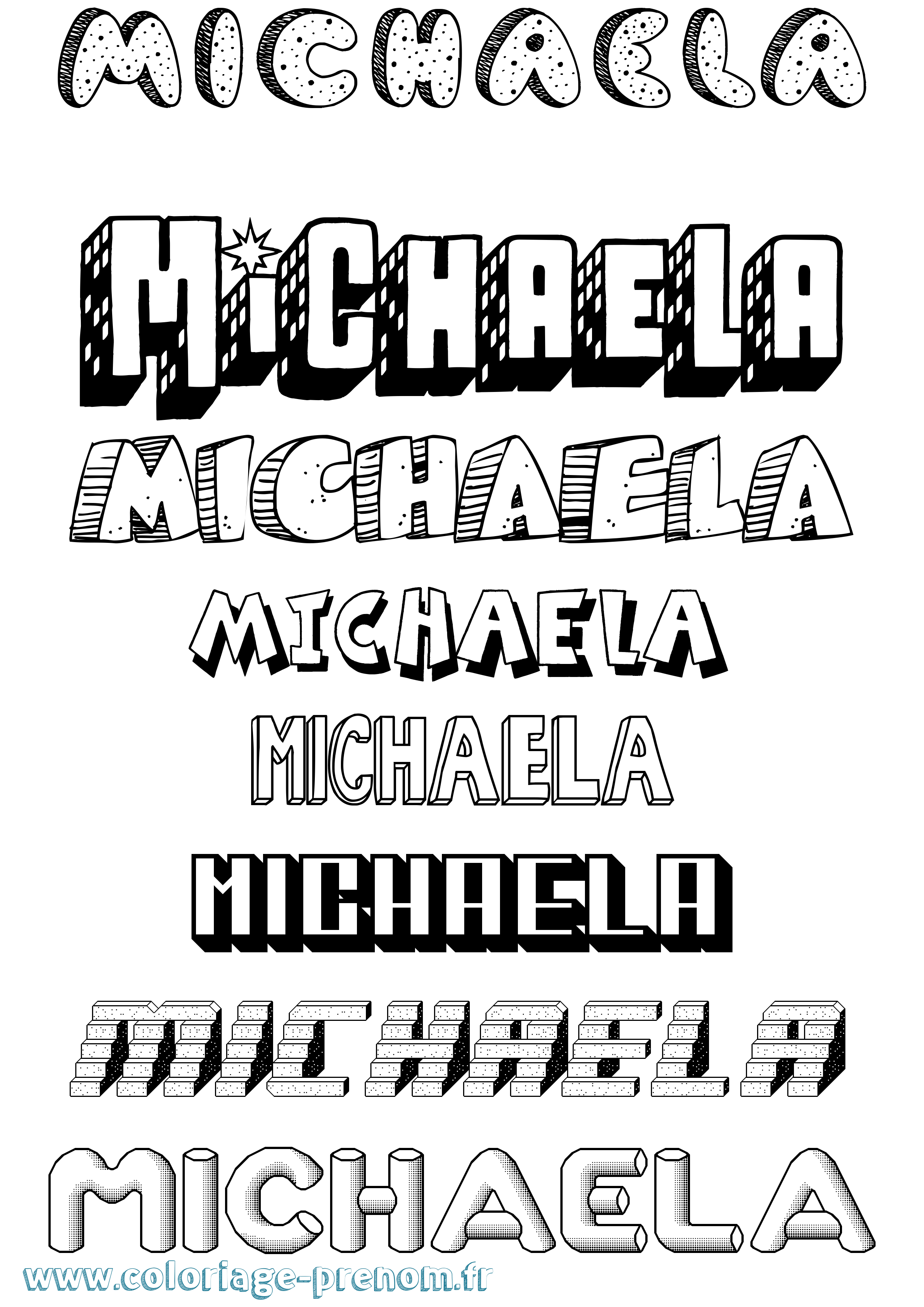 Coloriage Michaela Effet 3D Coloriage prénom Michaela Effet 3D