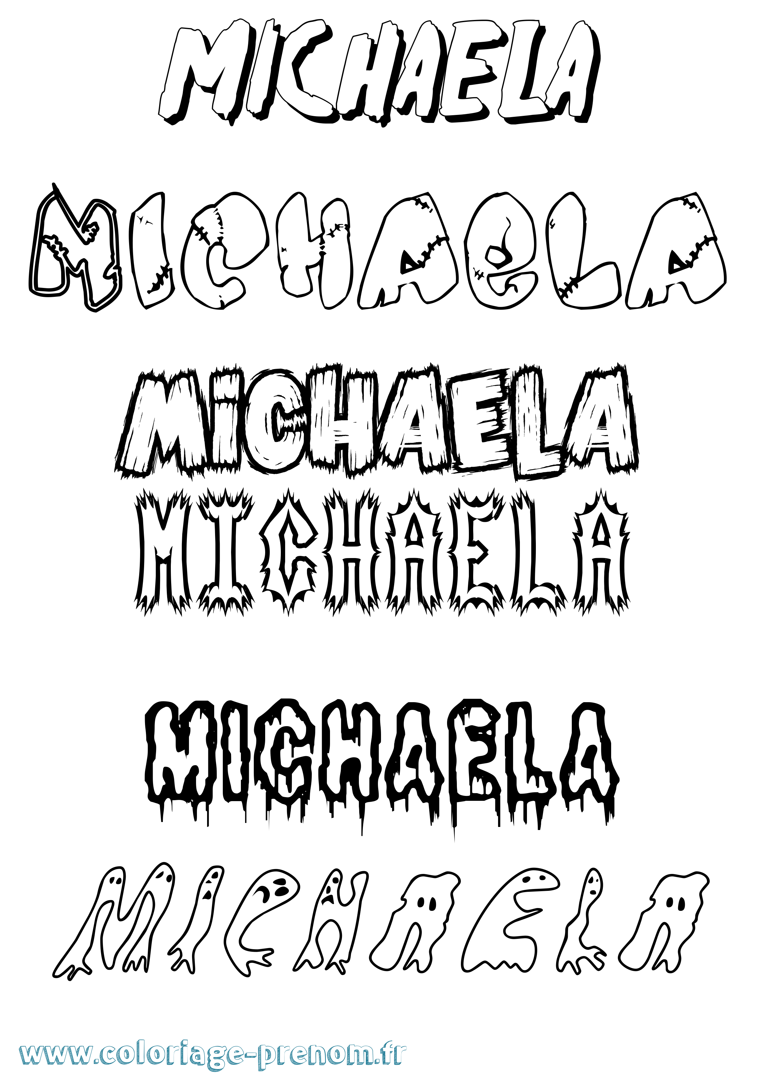 Coloriage prénom Michaela Frisson