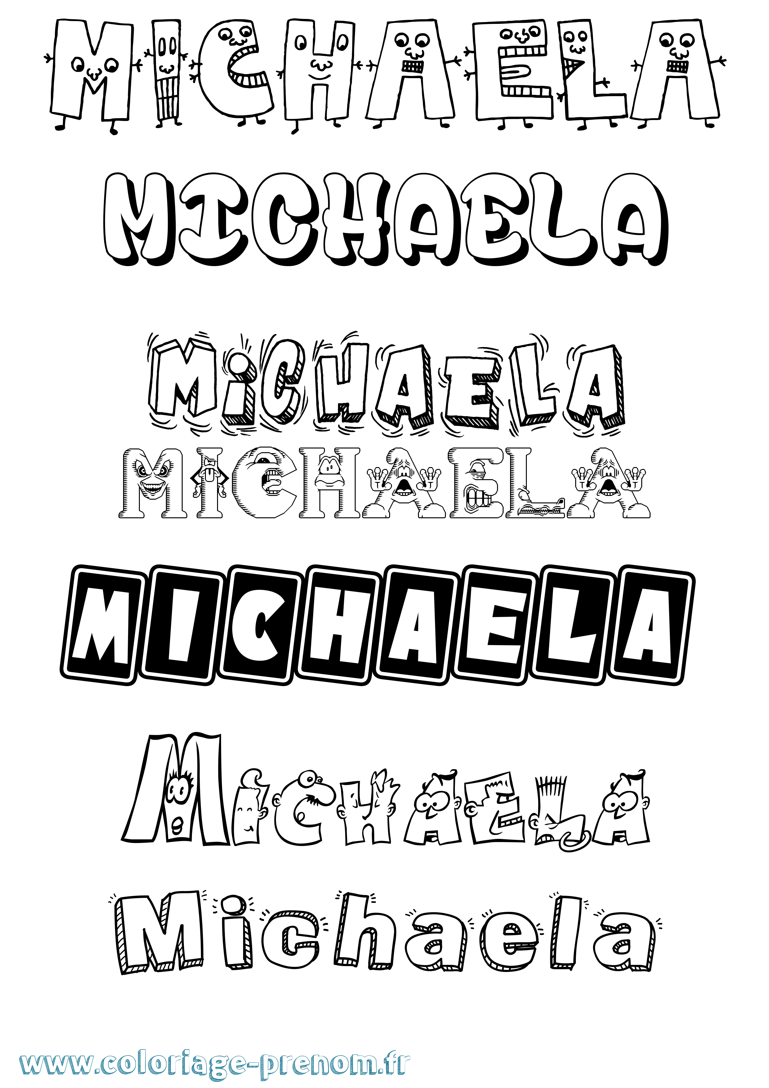Coloriage prénom Michaela Fun