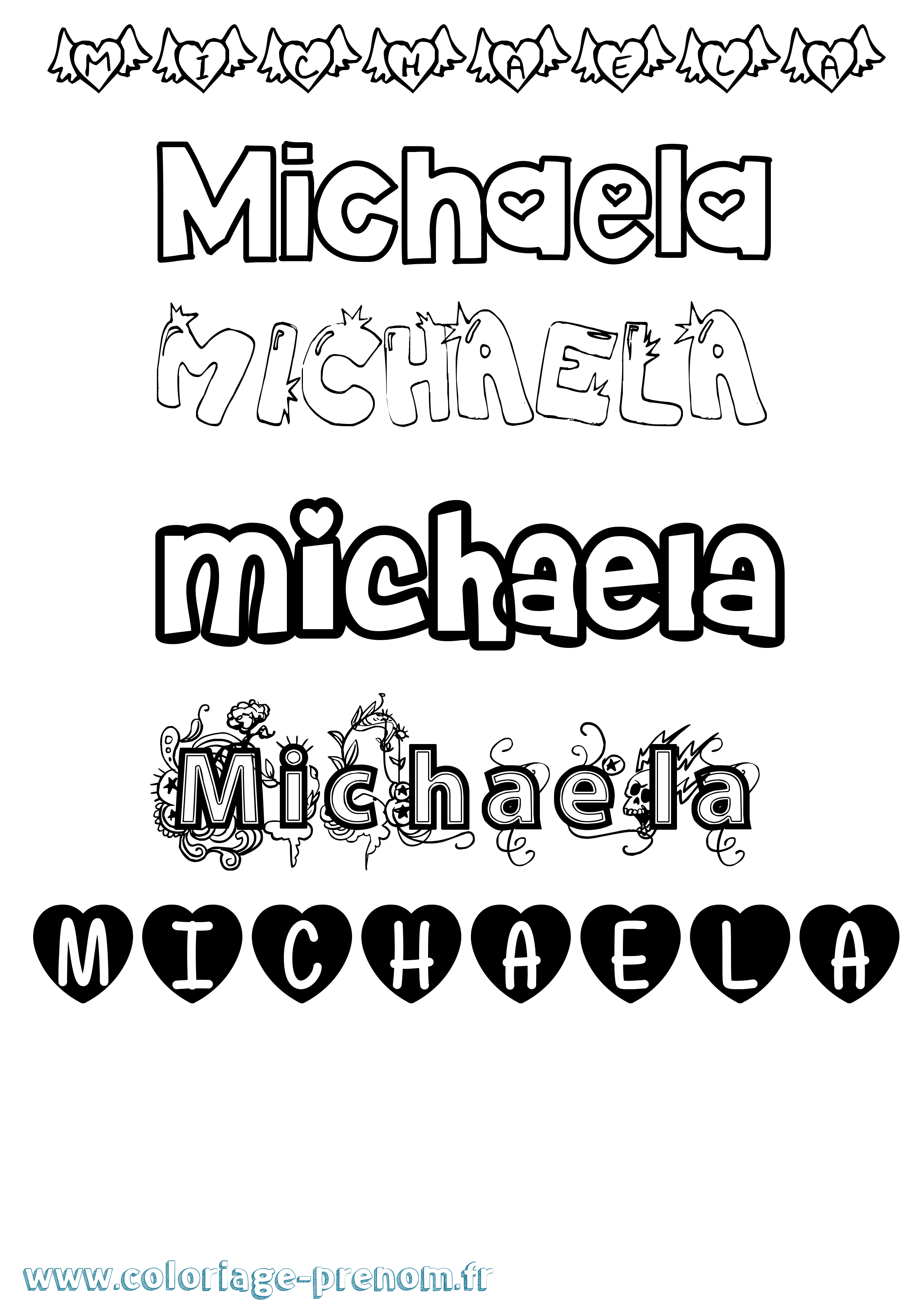 Coloriage Michaela Girly Coloriage prénom Michaela Girly