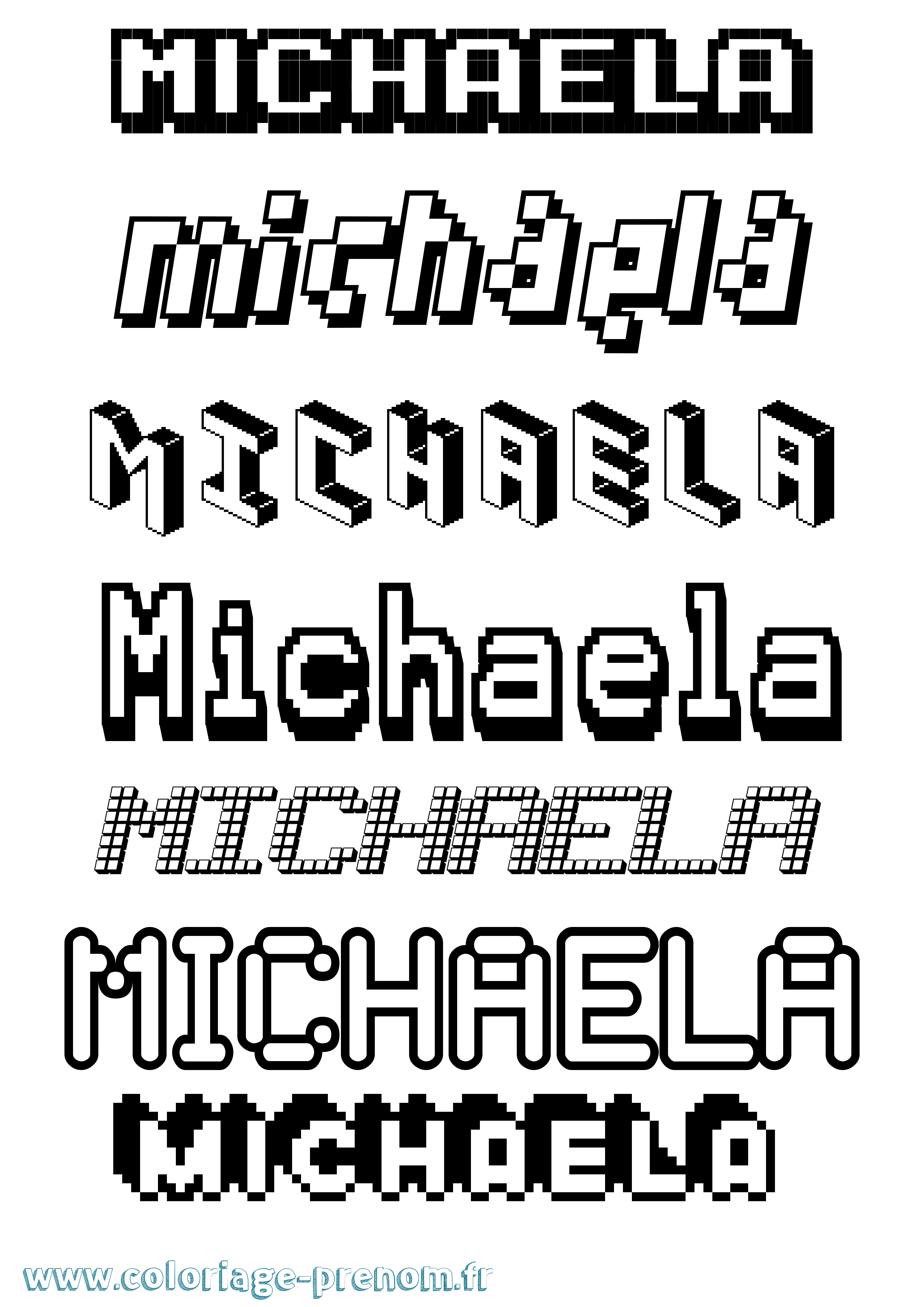 Coloriage prénom Michaela Pixel