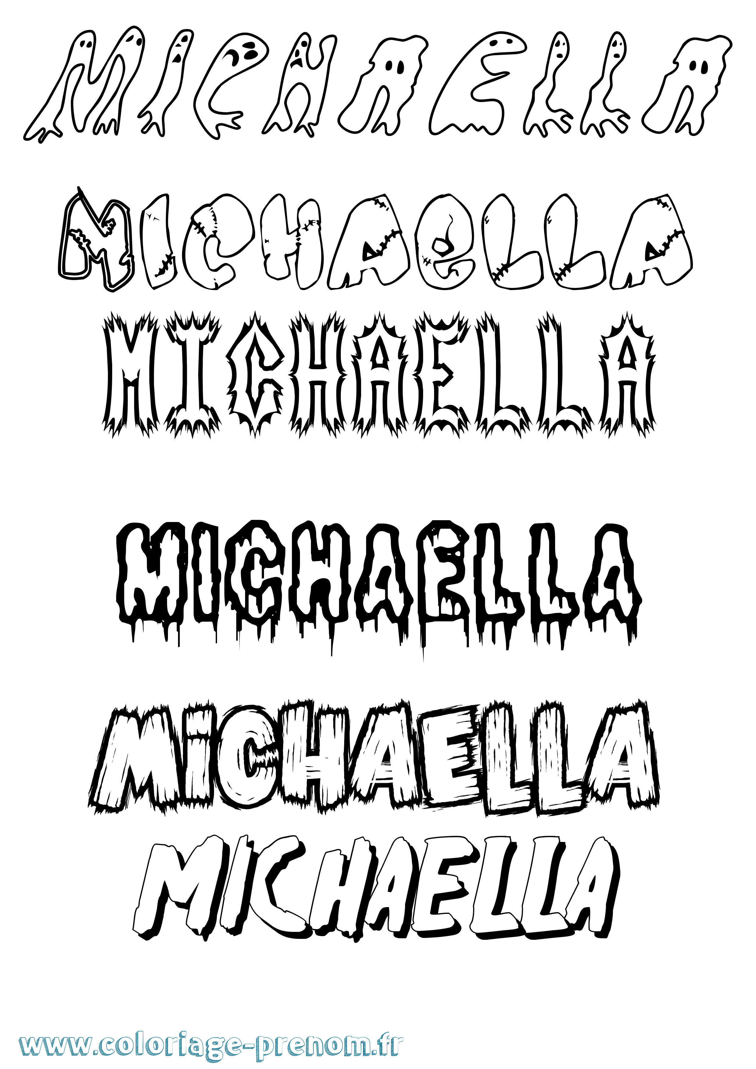 Coloriage prénom Michaella Frisson