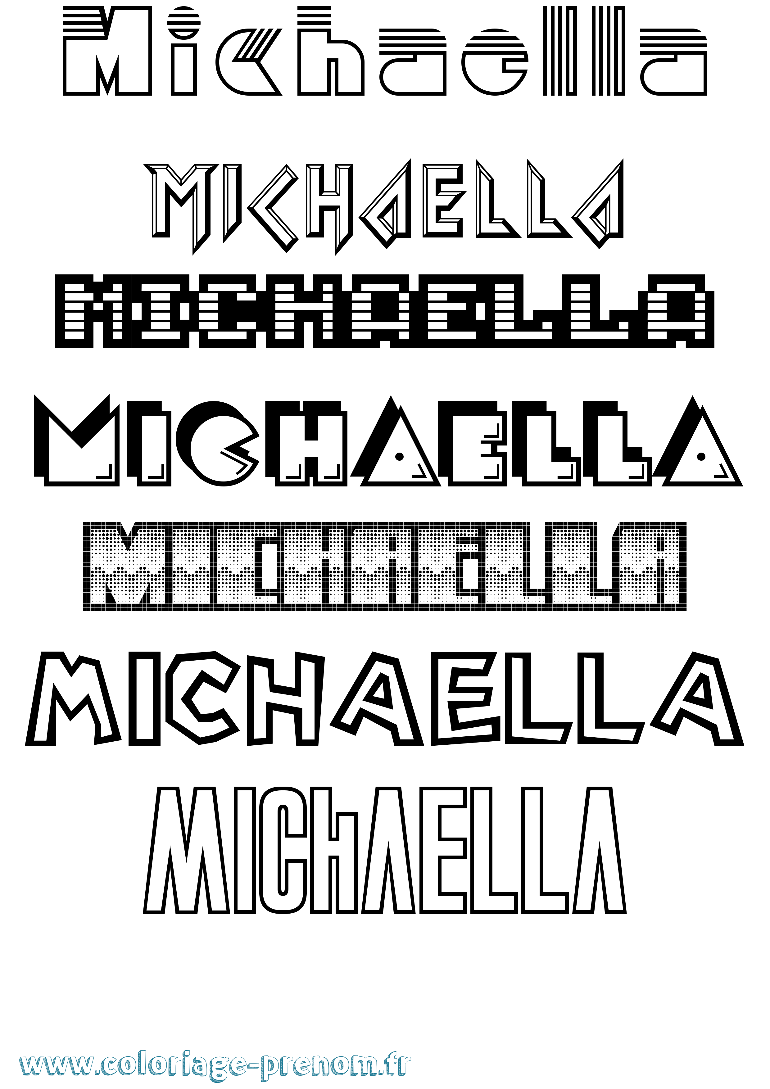 Coloriage prénom Michaella Jeux Vidéos