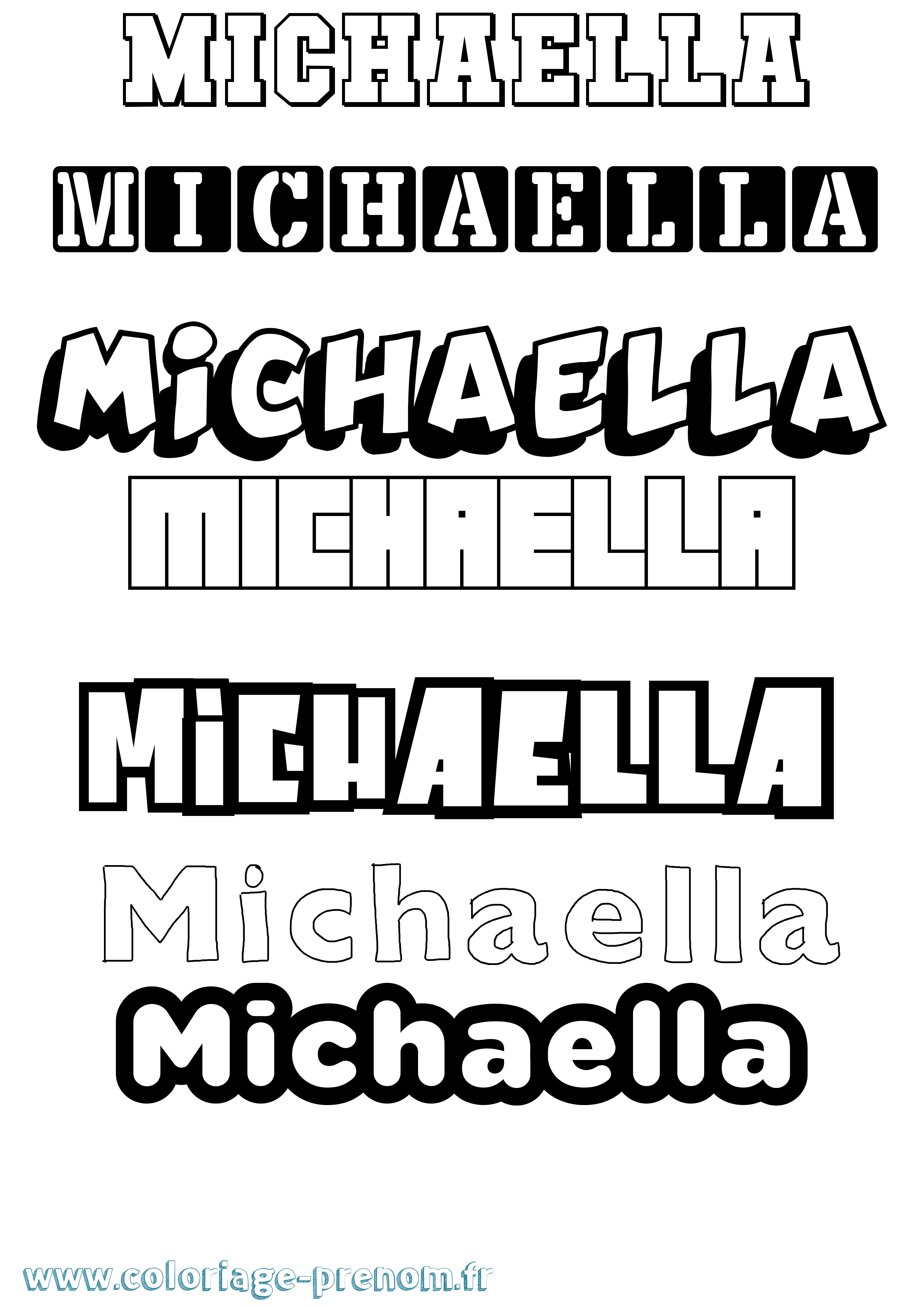 Coloriage prénom Michaella Simple