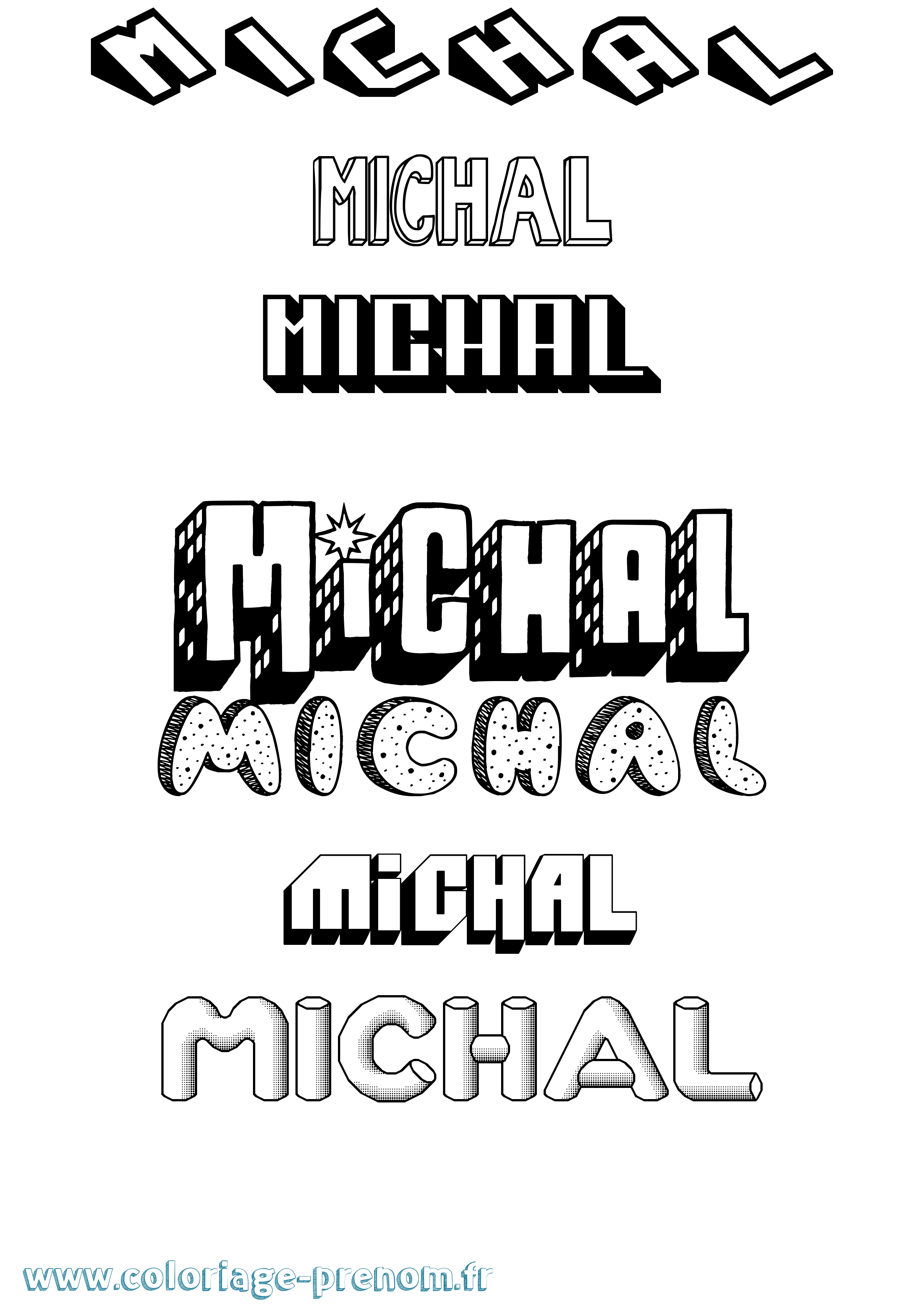 Coloriage prénom Michal Effet 3D