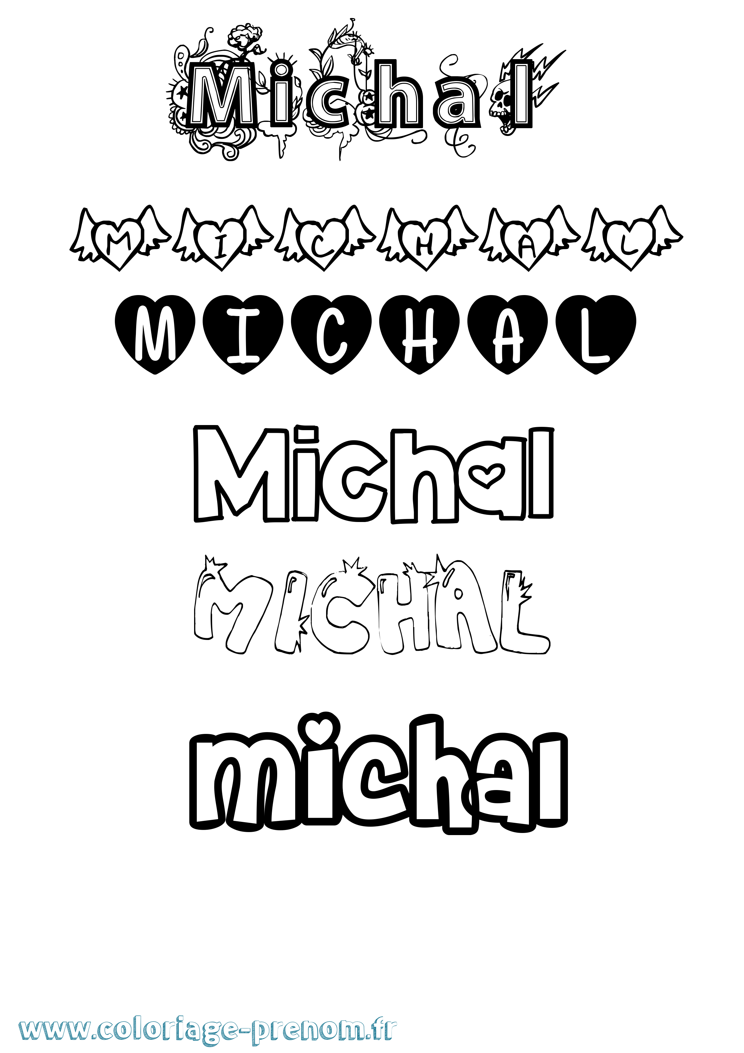 Coloriage prénom Michal Girly