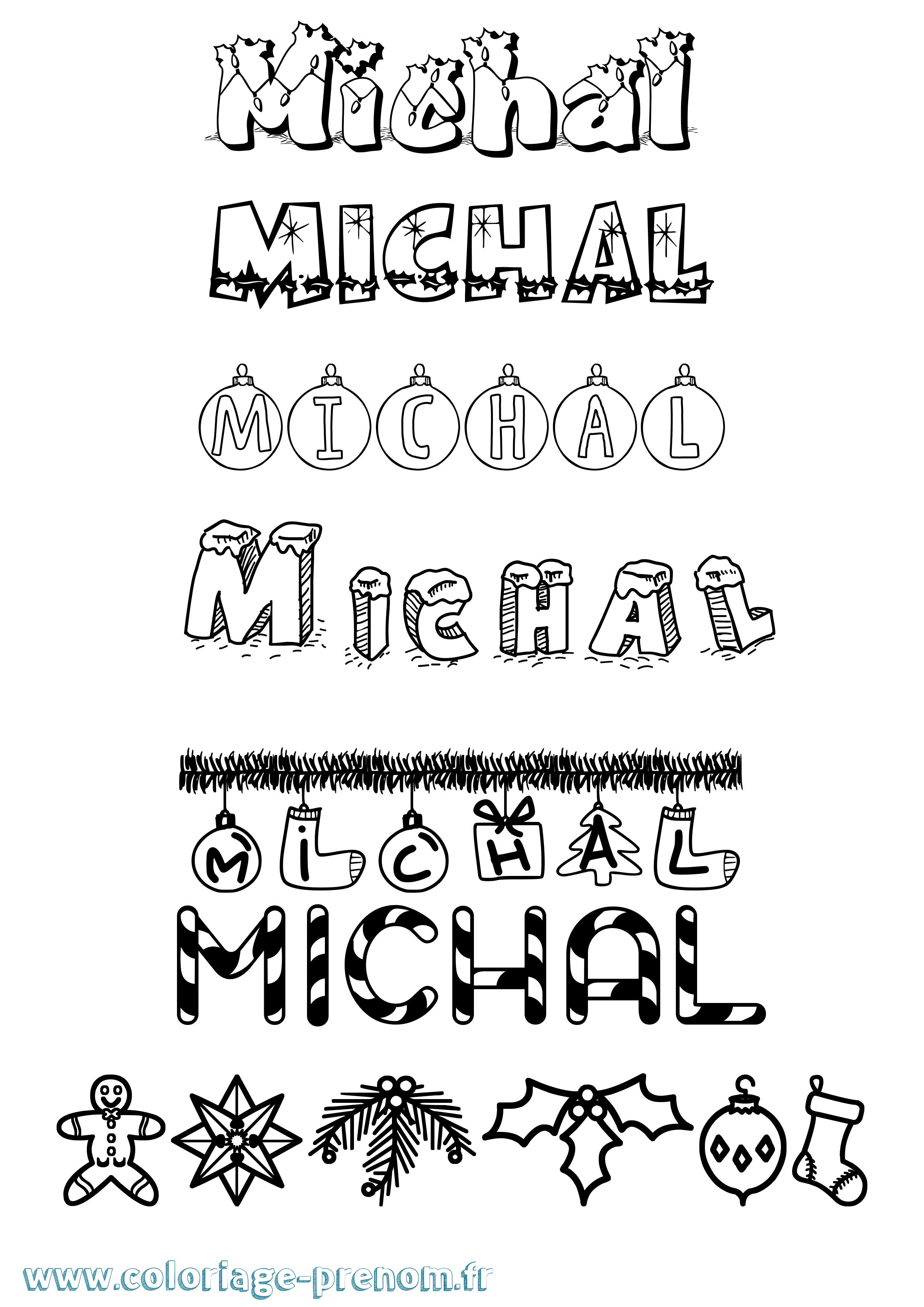 Coloriage prénom Michal Noël