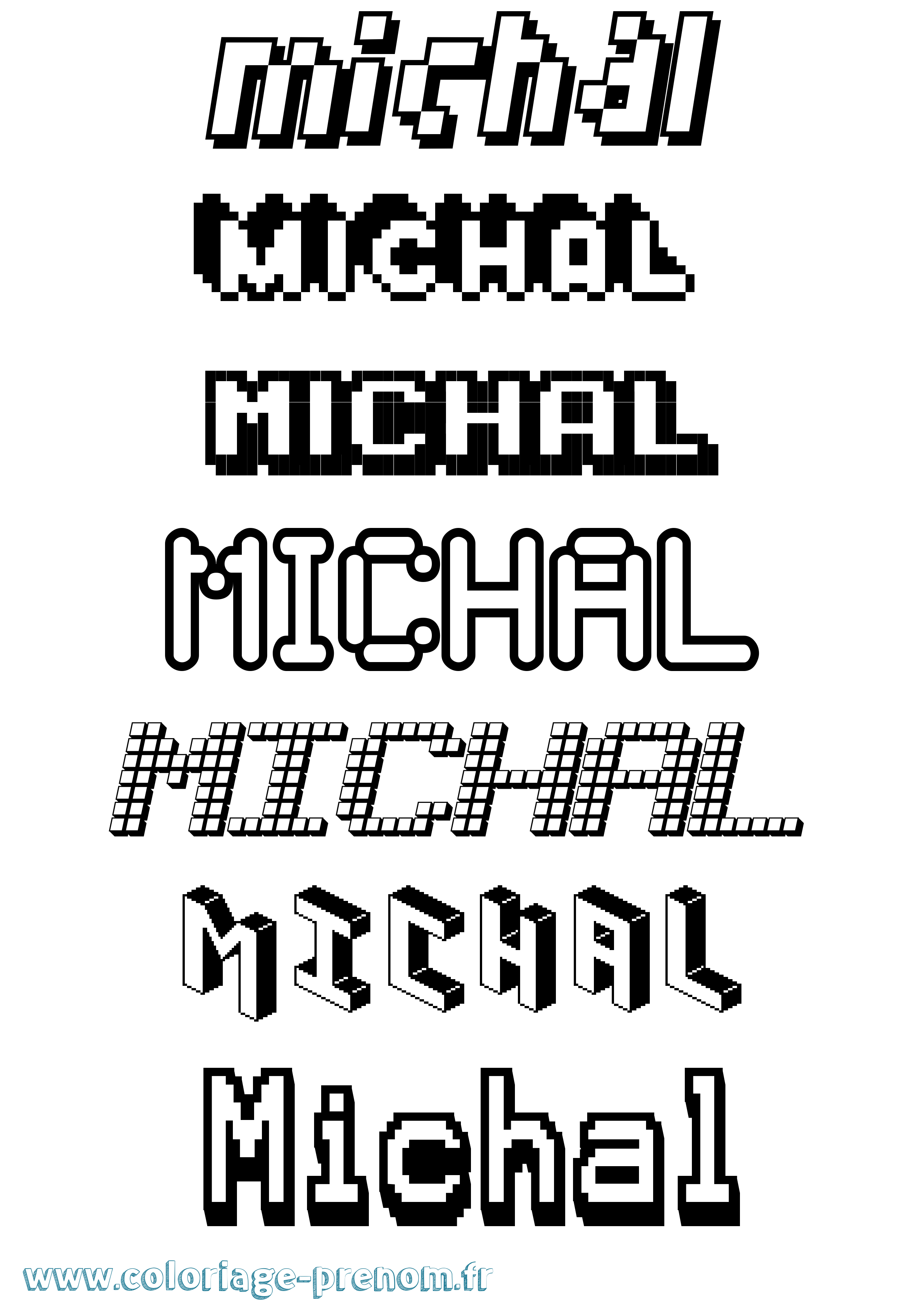 Coloriage prénom Michal Pixel