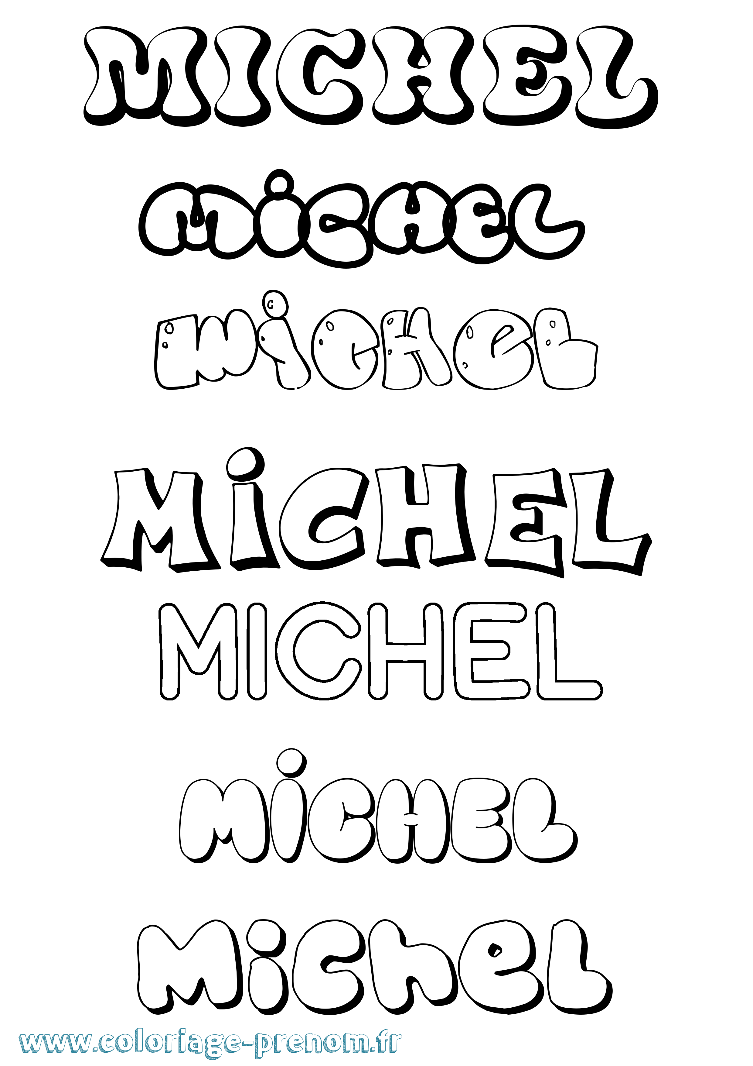 Coloriage prénom Michel Bubble