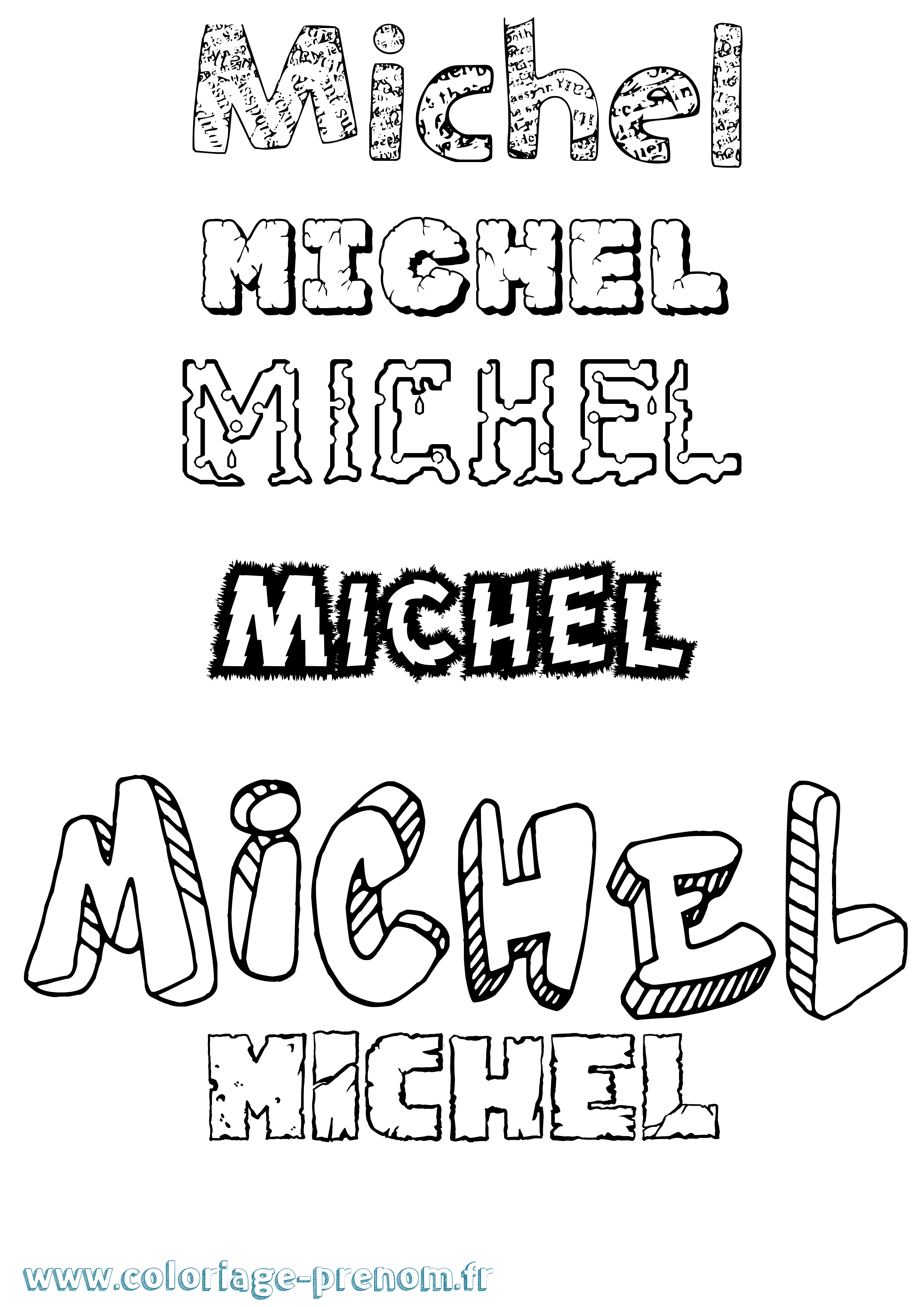 Coloriage prénom Michel Destructuré