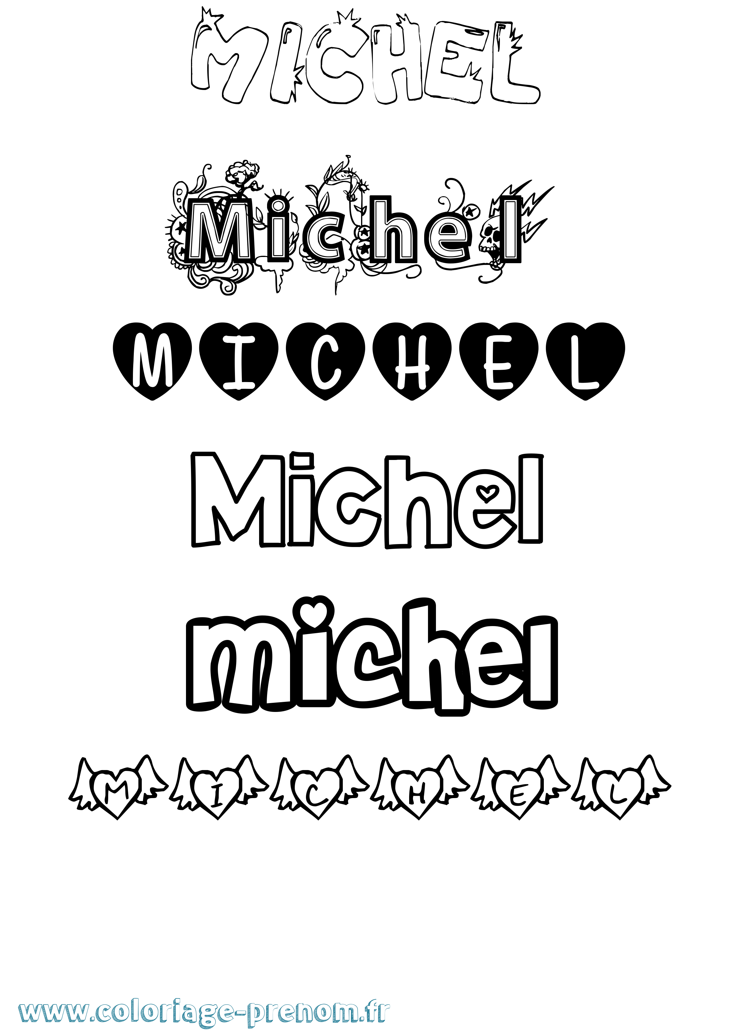 Coloriage prénom Michel Girly