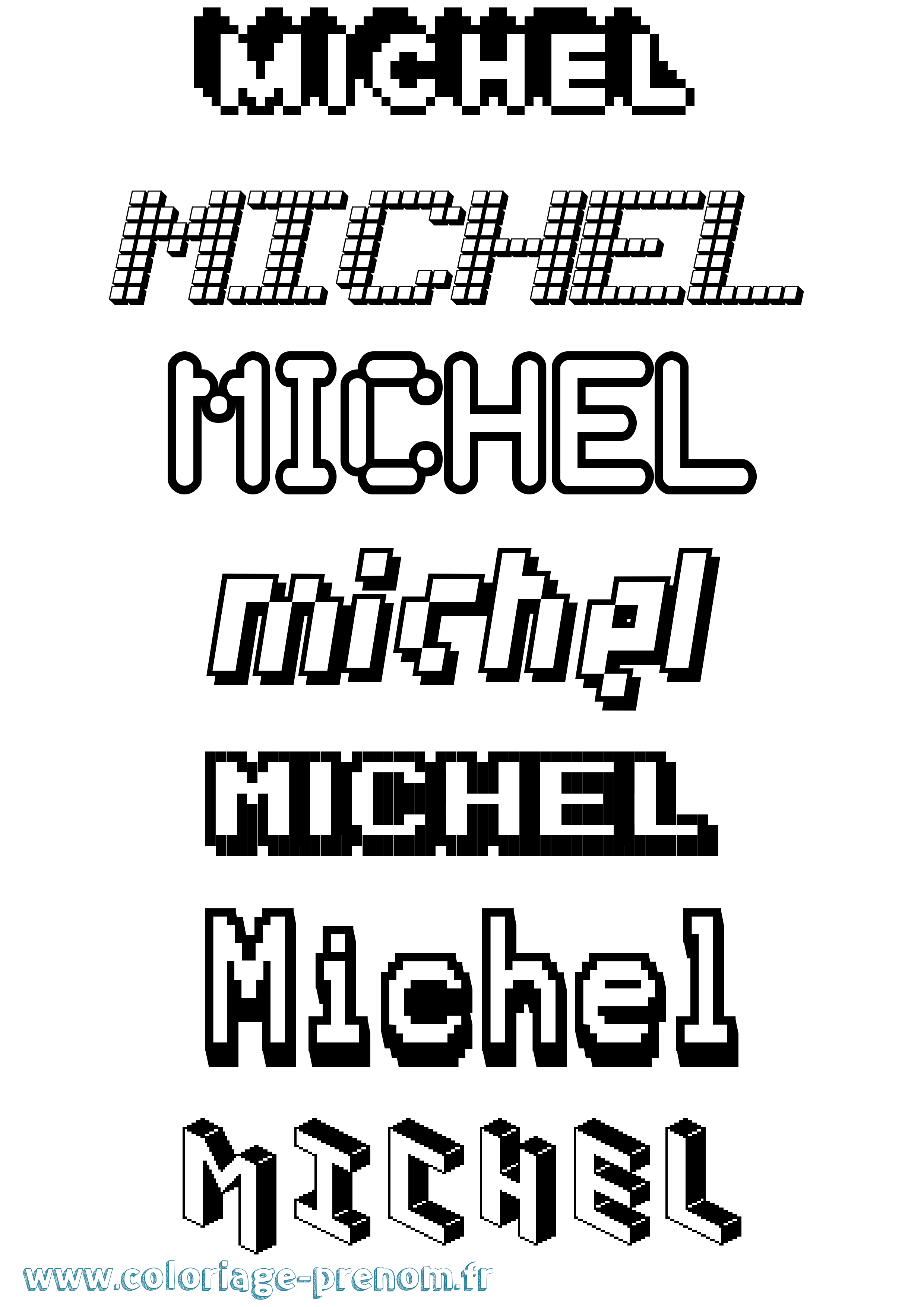Coloriage prénom Michel Pixel